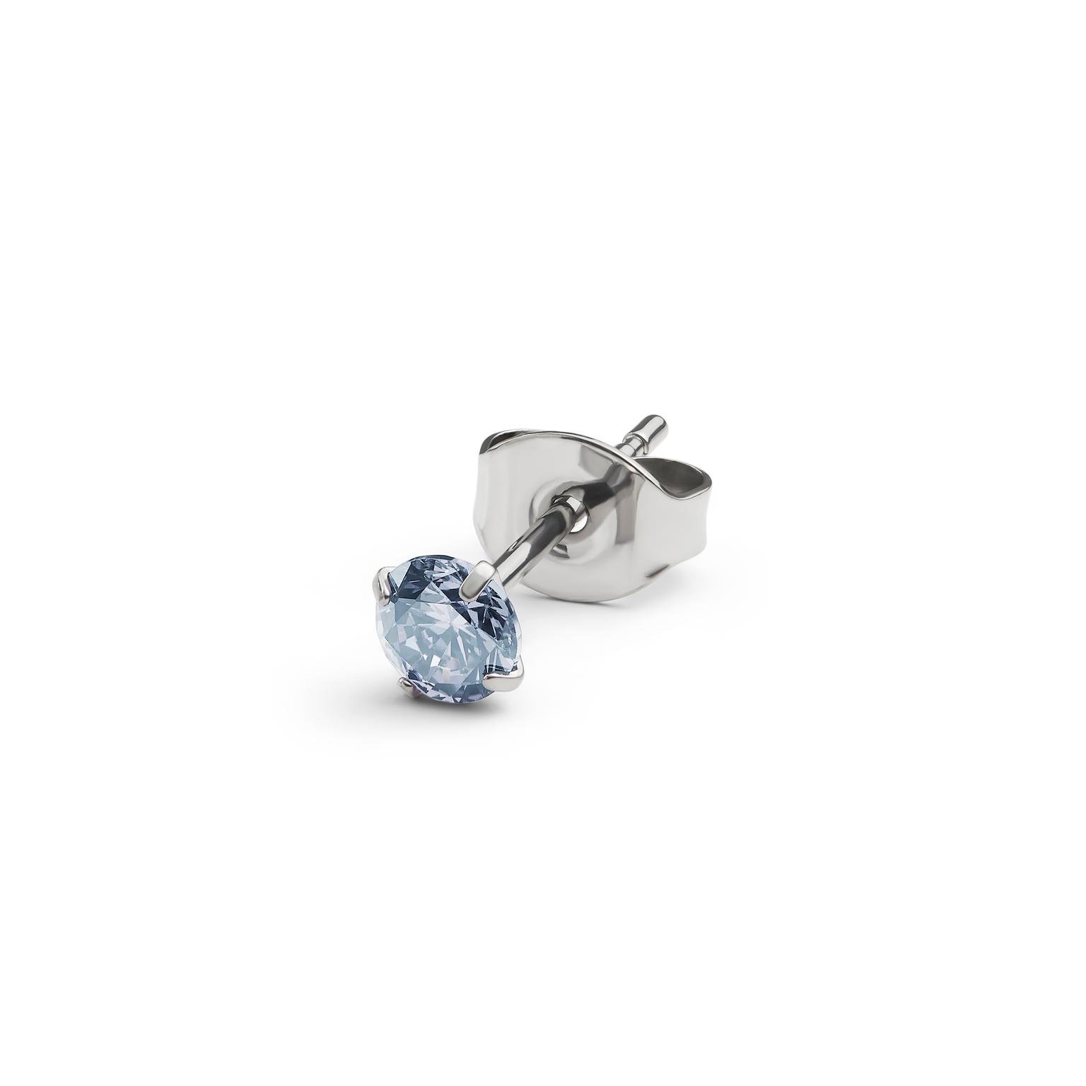 Aura | 4 mm titano auskaras su žydros spalvos cirkoniu Aura | 4 mm titano auskaras su žydros spalvos cirkoniu