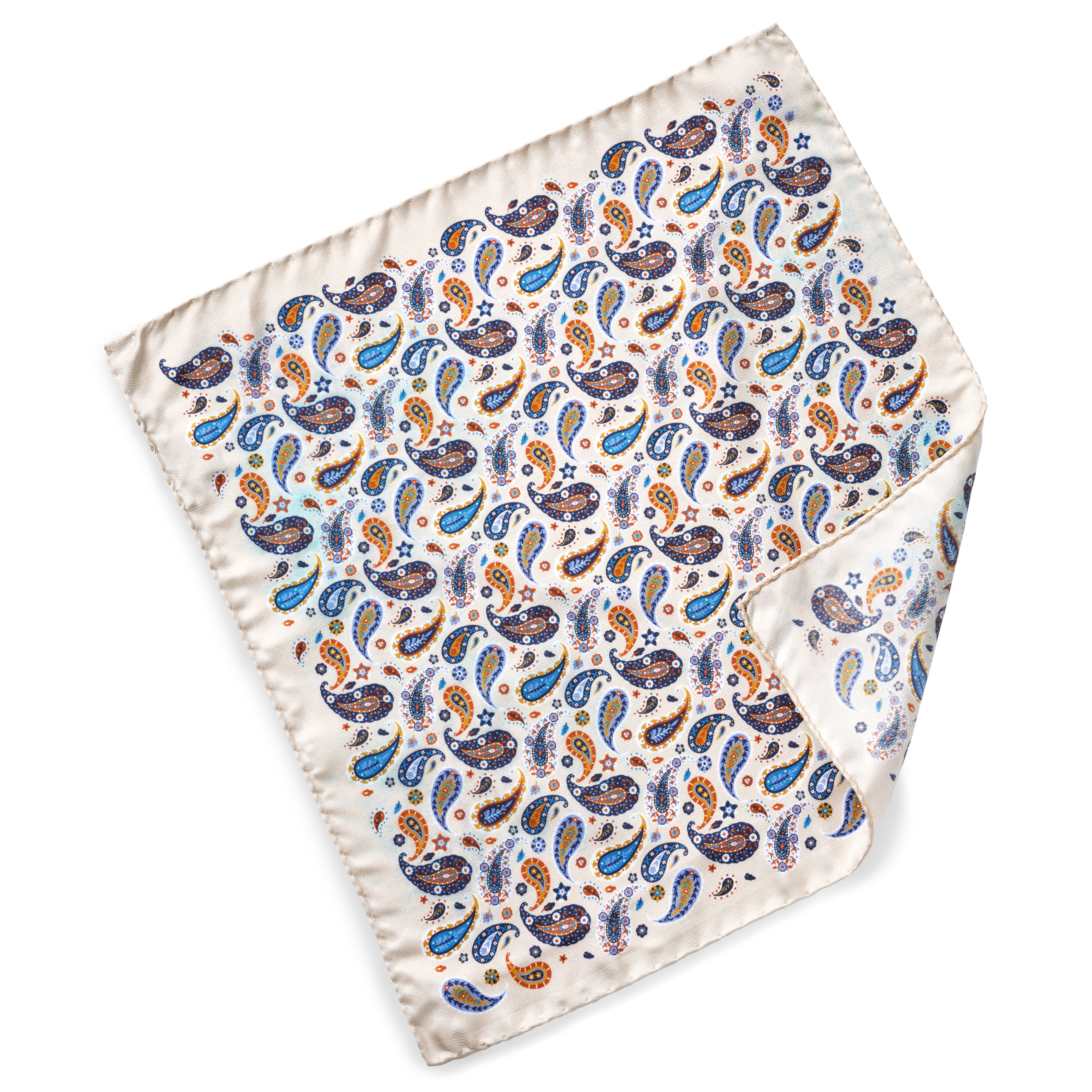 Virtuo | Ivory Paisley Silk Pocket Square - 2