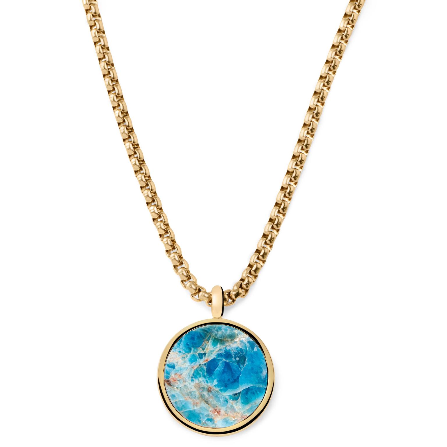 Orisun | Gold-Tone Apatite Stone Round Pendant Necklace Orisun | Gold-Tone Apatite Stone Round Pendant Necklace