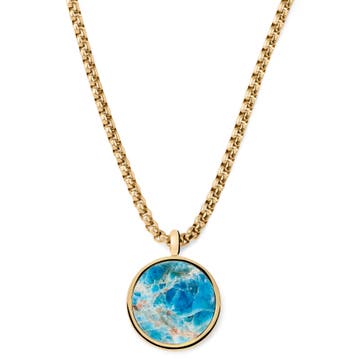 Orisun | Gold-Tone Apatite Stone Round Pendant Necklace Orisun | Gold-Tone Apatite Stone Round Pendant Necklace