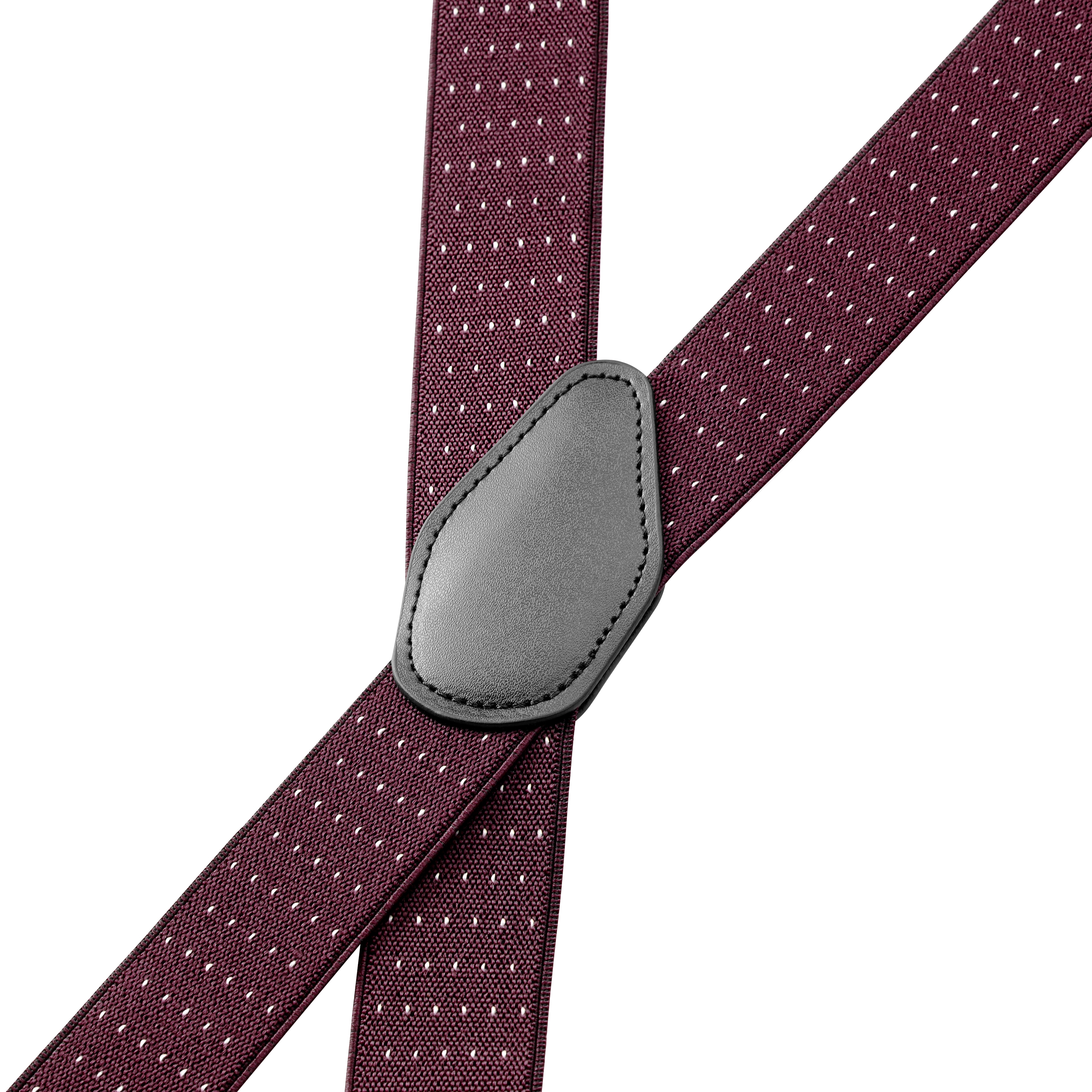 Vexel | Široké klipsové traky s bodkovým vzorom vo vínovej farbe v dizajne X - 2