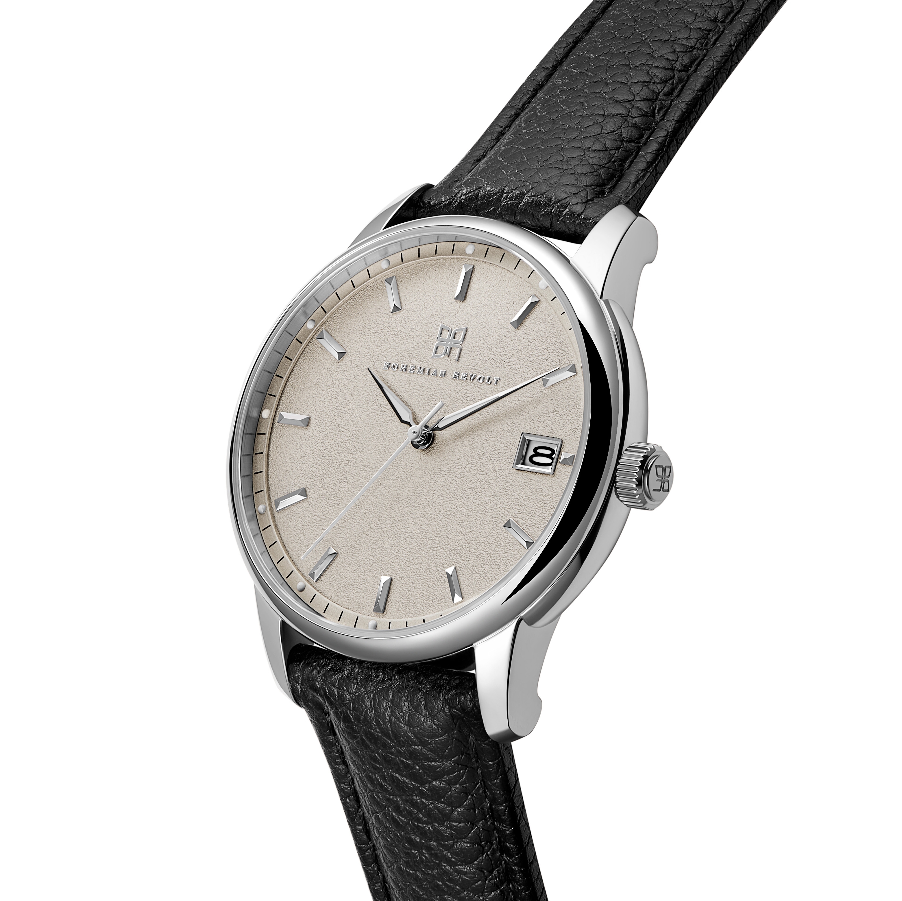 Mirage | Hopeanvärinen ja valkoinen ruostumaton teräskello nahkarannekkeilla - 2