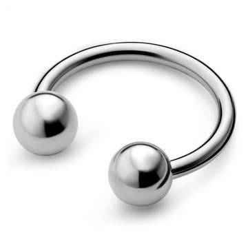 12mm piercing podkova s kuličkami z titanu stříbrné barvy