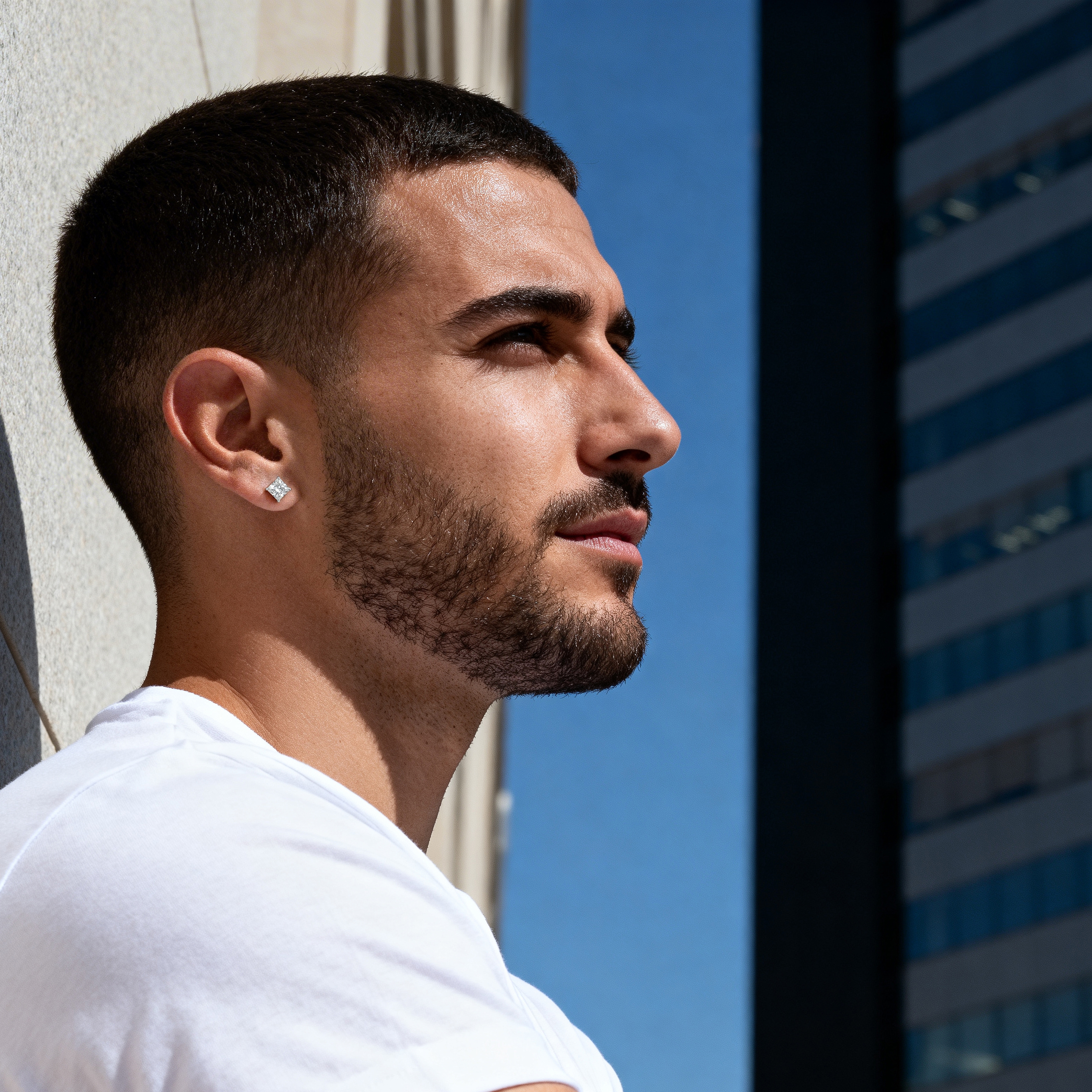 Lucid | 925 스털링 실버 8mm 스퀘어 지르코니아 스터드 귀걸이 - 5