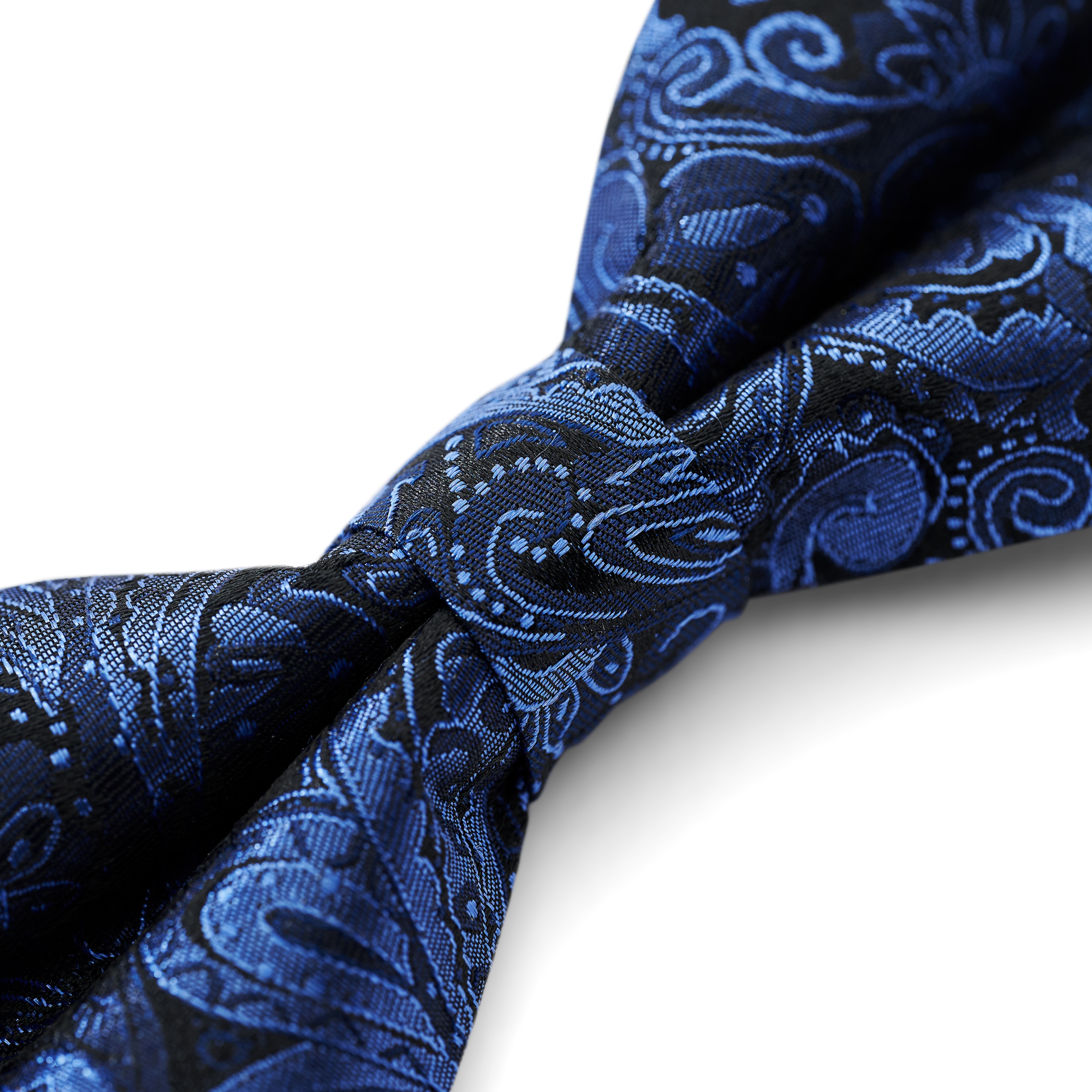 MARINE- OG LYSEBLÅ PAYSLEYMØNSTRET FERDIGKNYTTET SLØYFE - 2