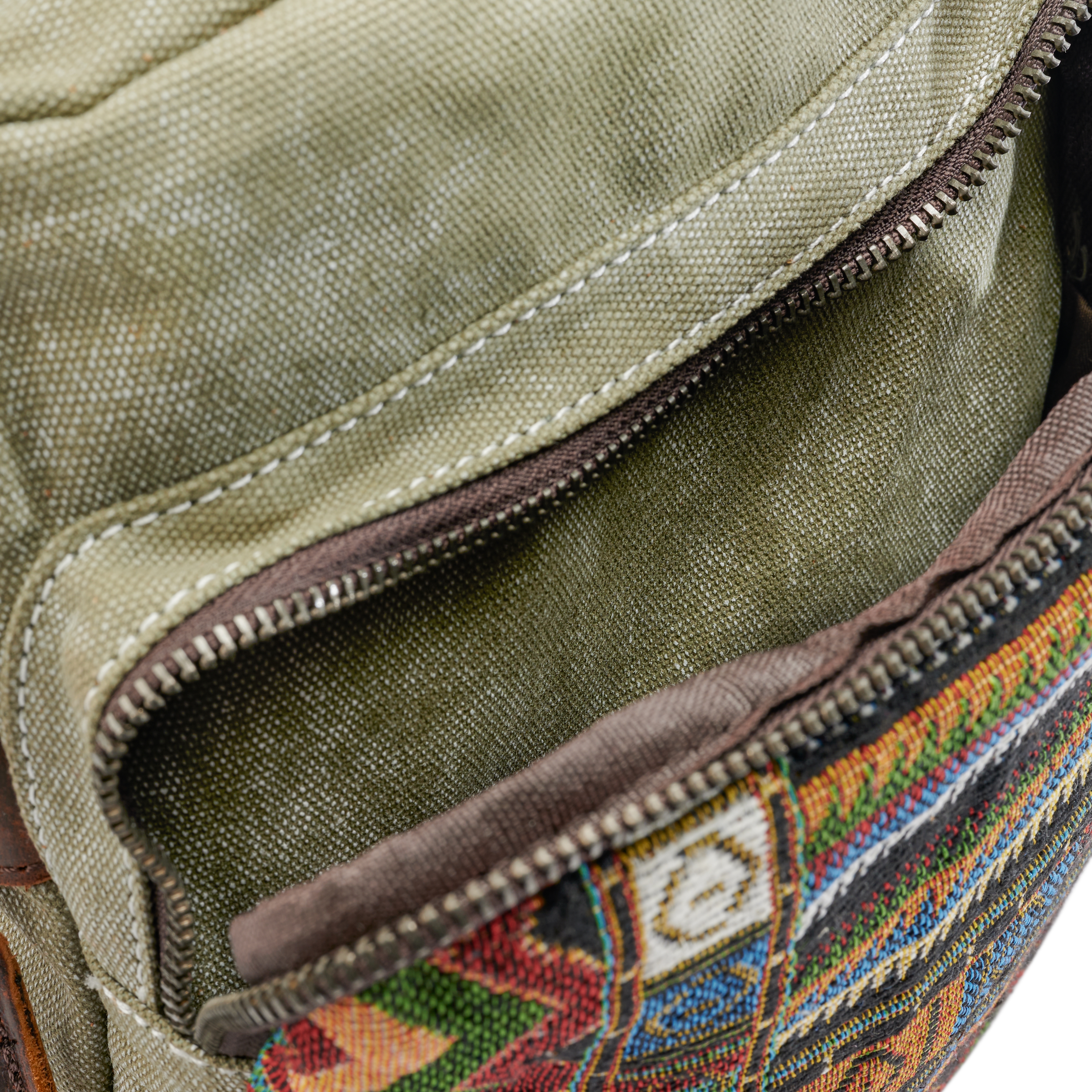 Armeijanvihreä boheemi kankainen olkalaukku - 10