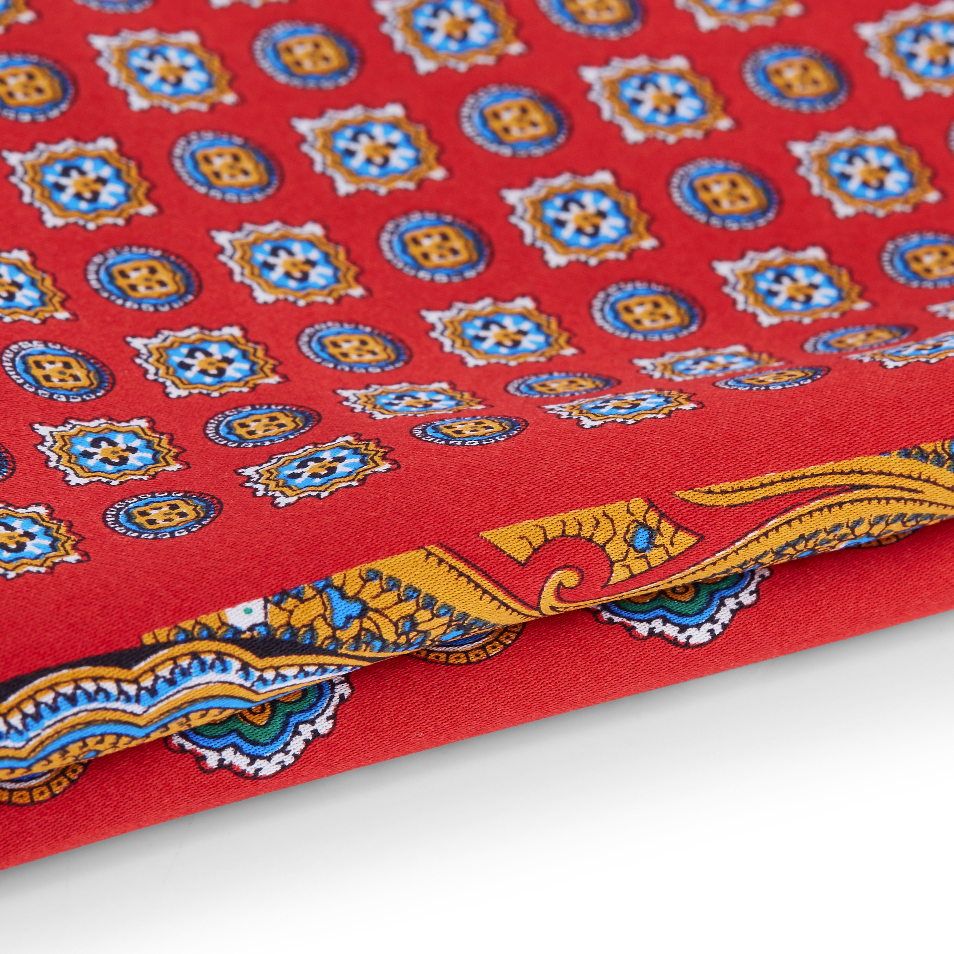 Rød Lommeklud med Patchwork Mønster - 2