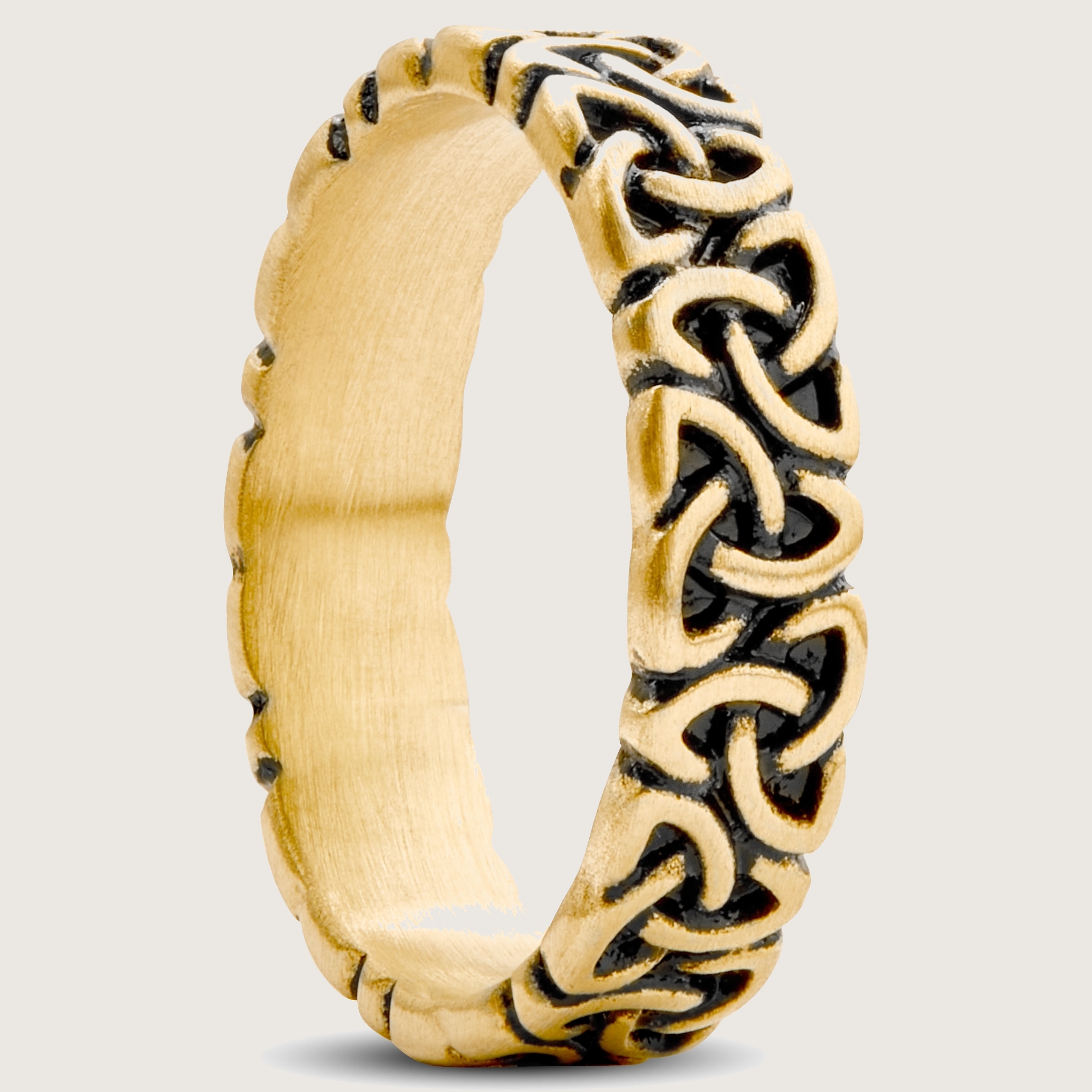 Evan | 5 mm Gold-Tone With Trinity Knot Pattern Celtic Ring | In