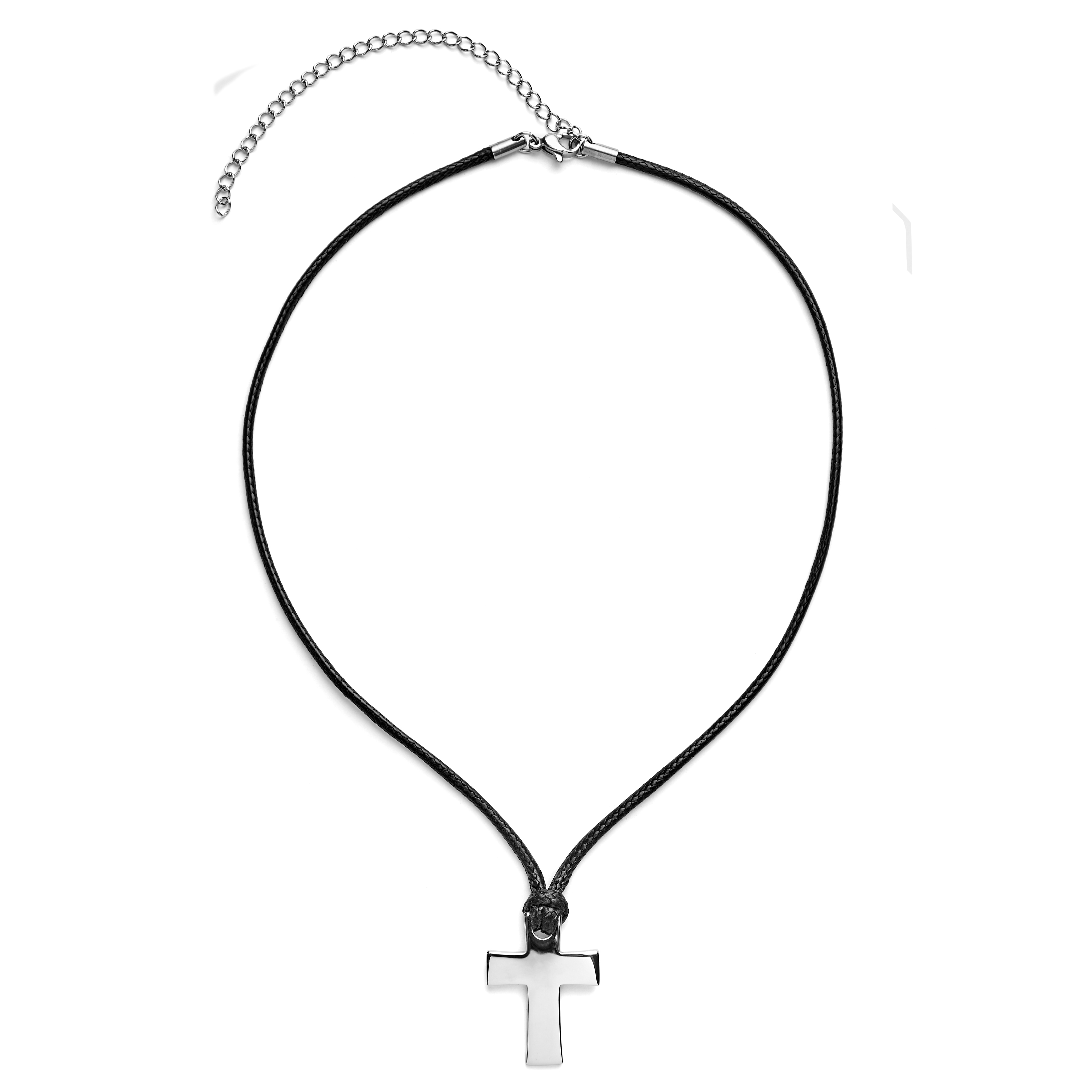 Collier à pendentif en croix argentée Leo Gravel - 4