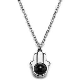 Unity | Silver-tone Stainless Steel Hamsa Hand Necklace