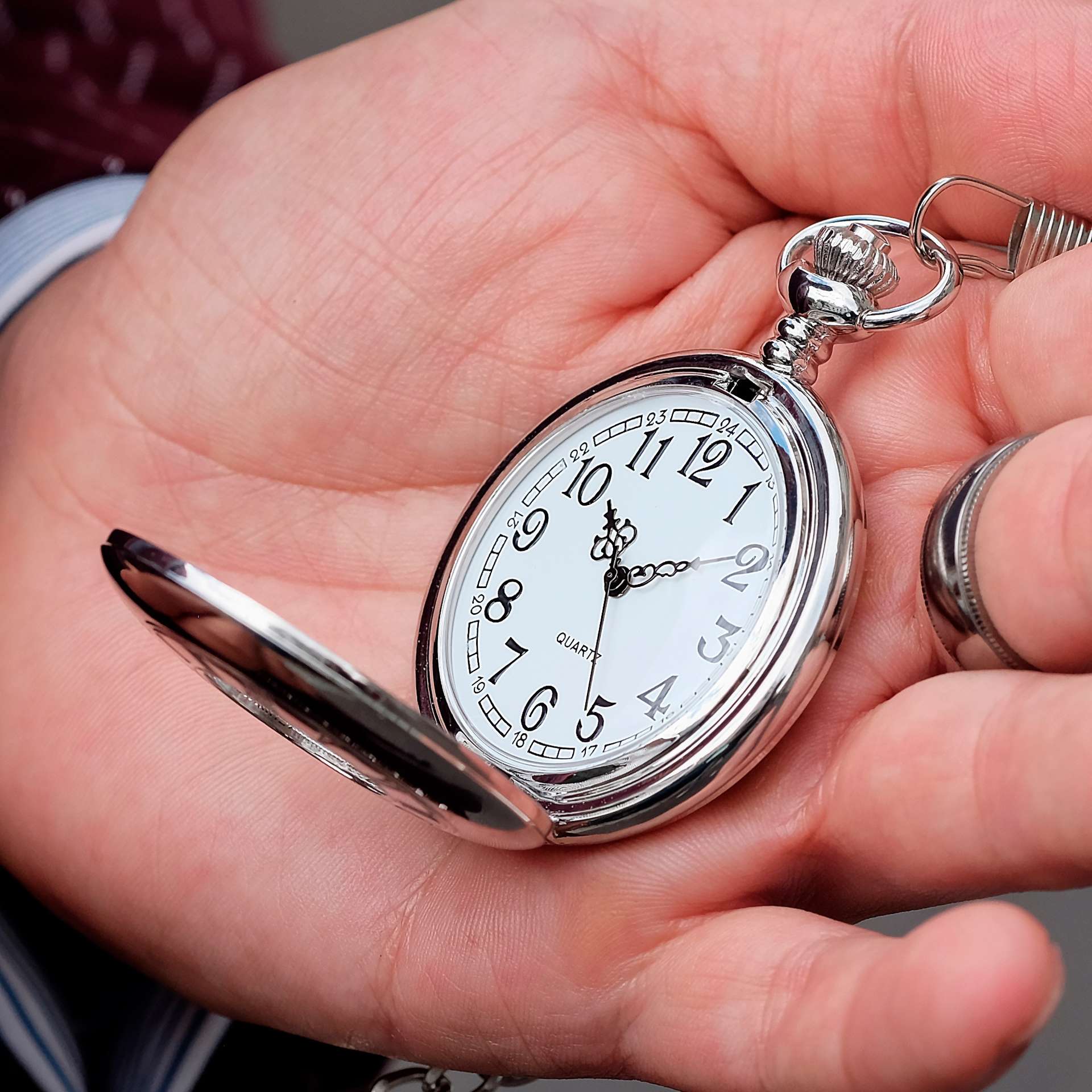 Relógio de Bolso Prateado Quartzo | Em stock! | Fort Tempus
