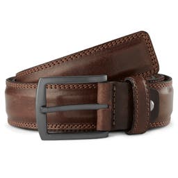 Cinturón clásico de cuero marrón oscuro