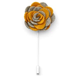 True Orange & Camouflage Grey Flower Lapel Pin
