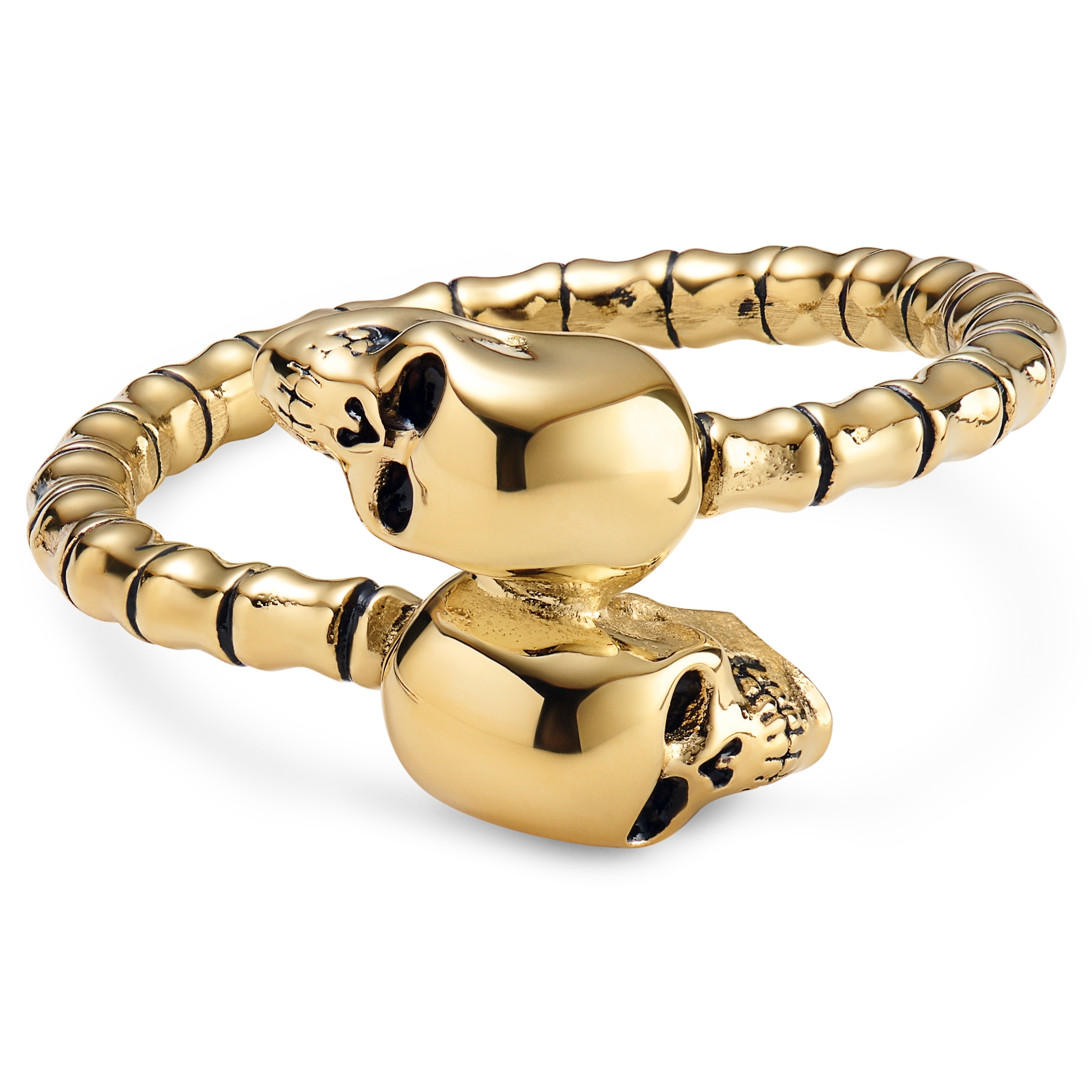 Aspero | Gold-tone Stainless Steel Skull Wrap Ring - 2