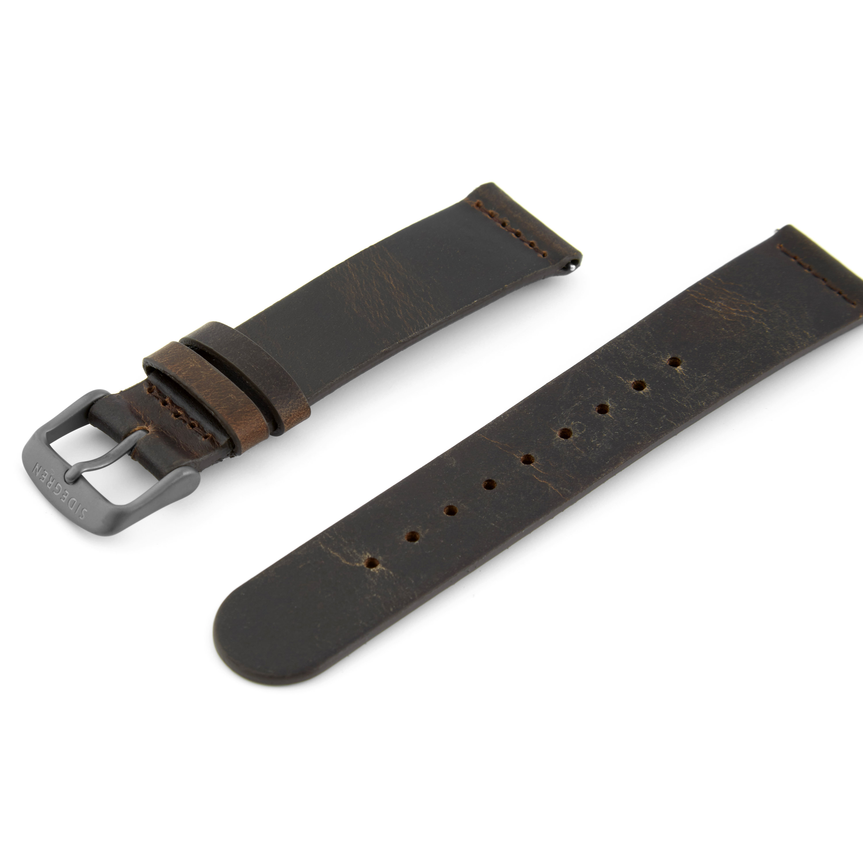Brown Watch Strap - Ash Gray Buckle - 2