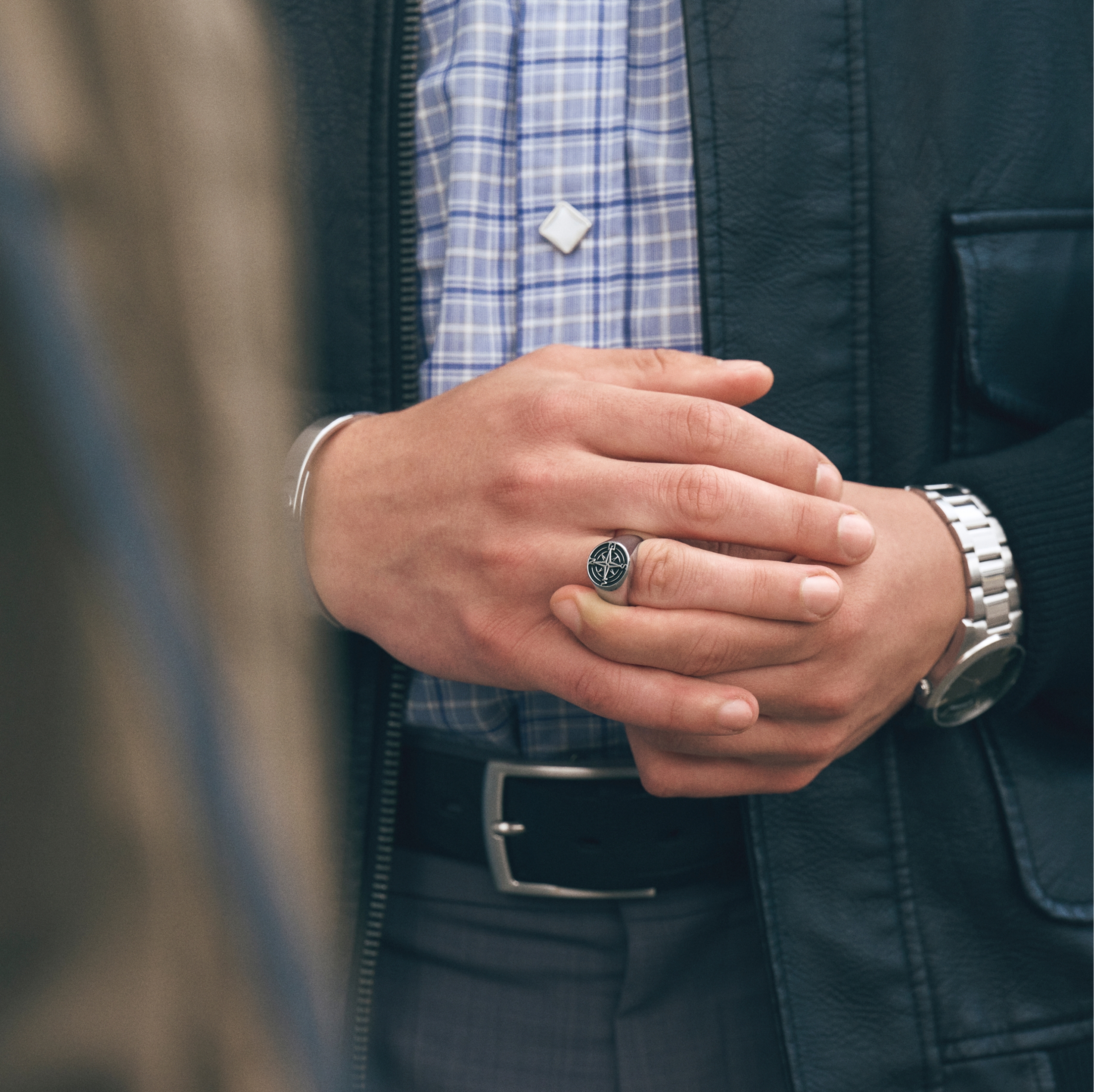 Atlas | Roestvrijstalen Kompas Zegelring - 5