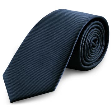 Cravată ripsată albastru marin de 8 cm