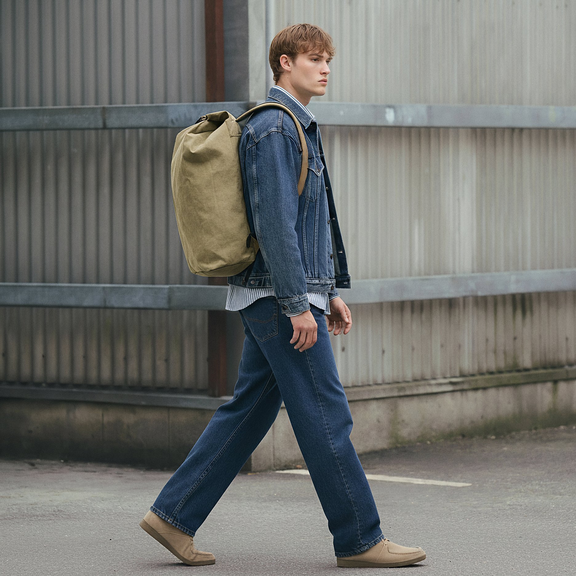 Zaino in stile vintage in tela verde militare  - 4