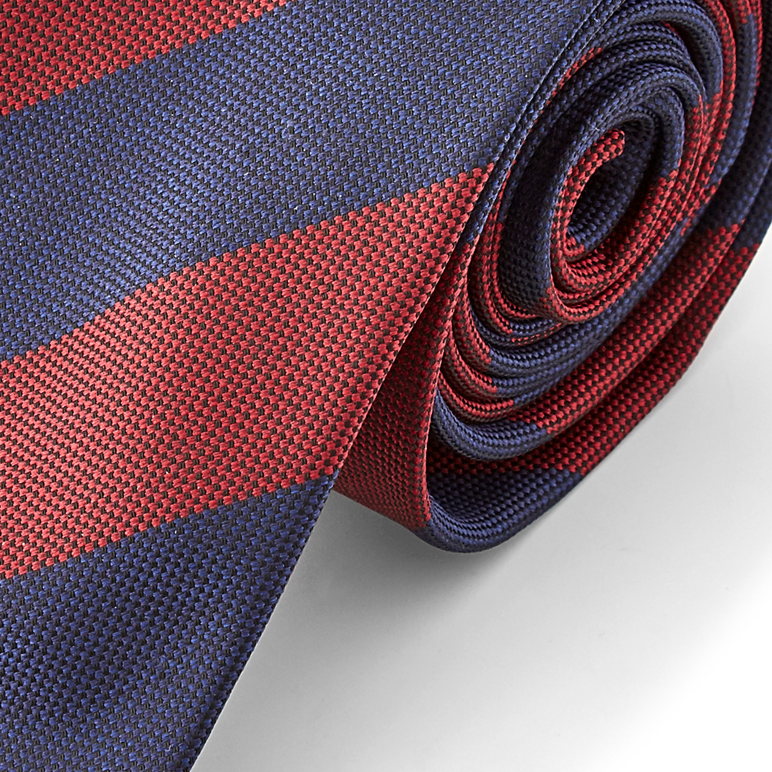 Dark Blue & Burgundy Striped Tie - 2