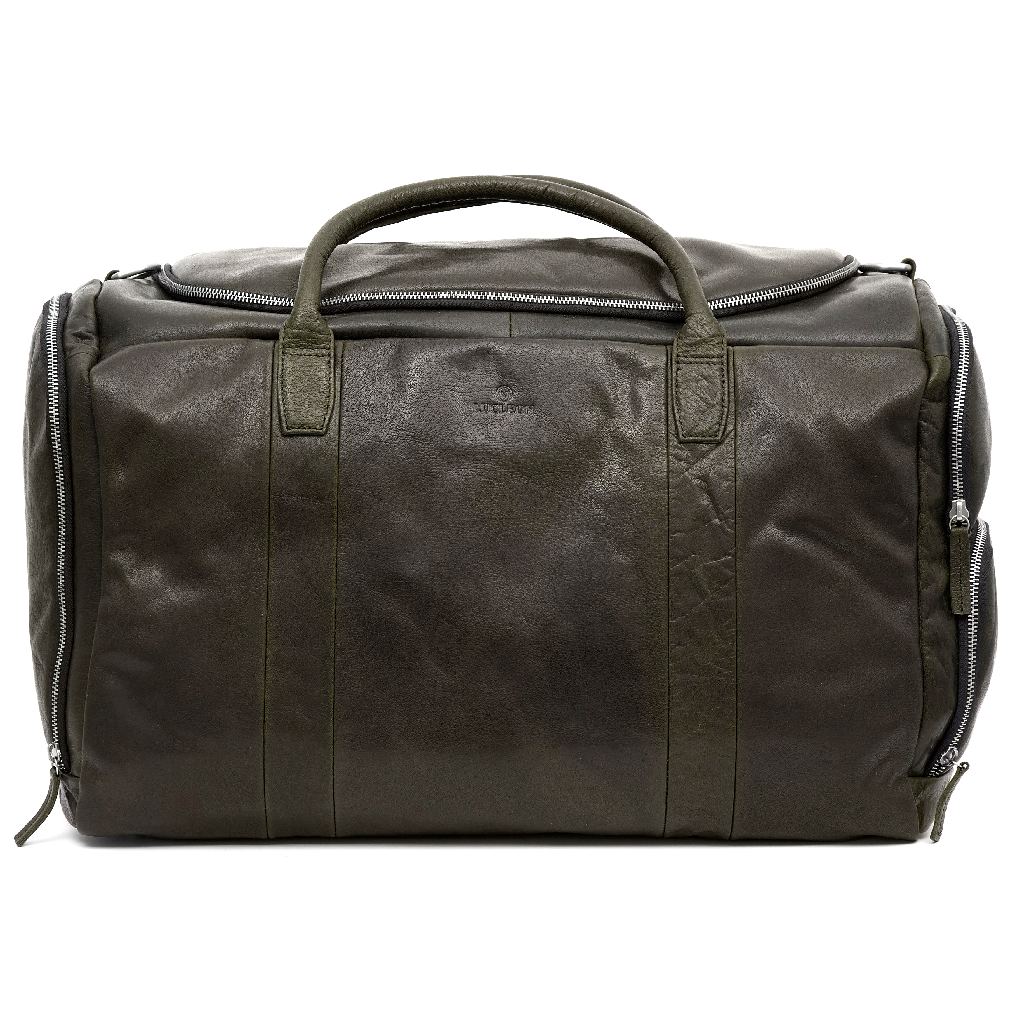 Montreal Large Olive Leather Duffel Bag - 2