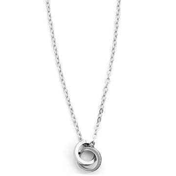 Silver-Tone Stainless Steel Linked Ring Cable Chain Necklace