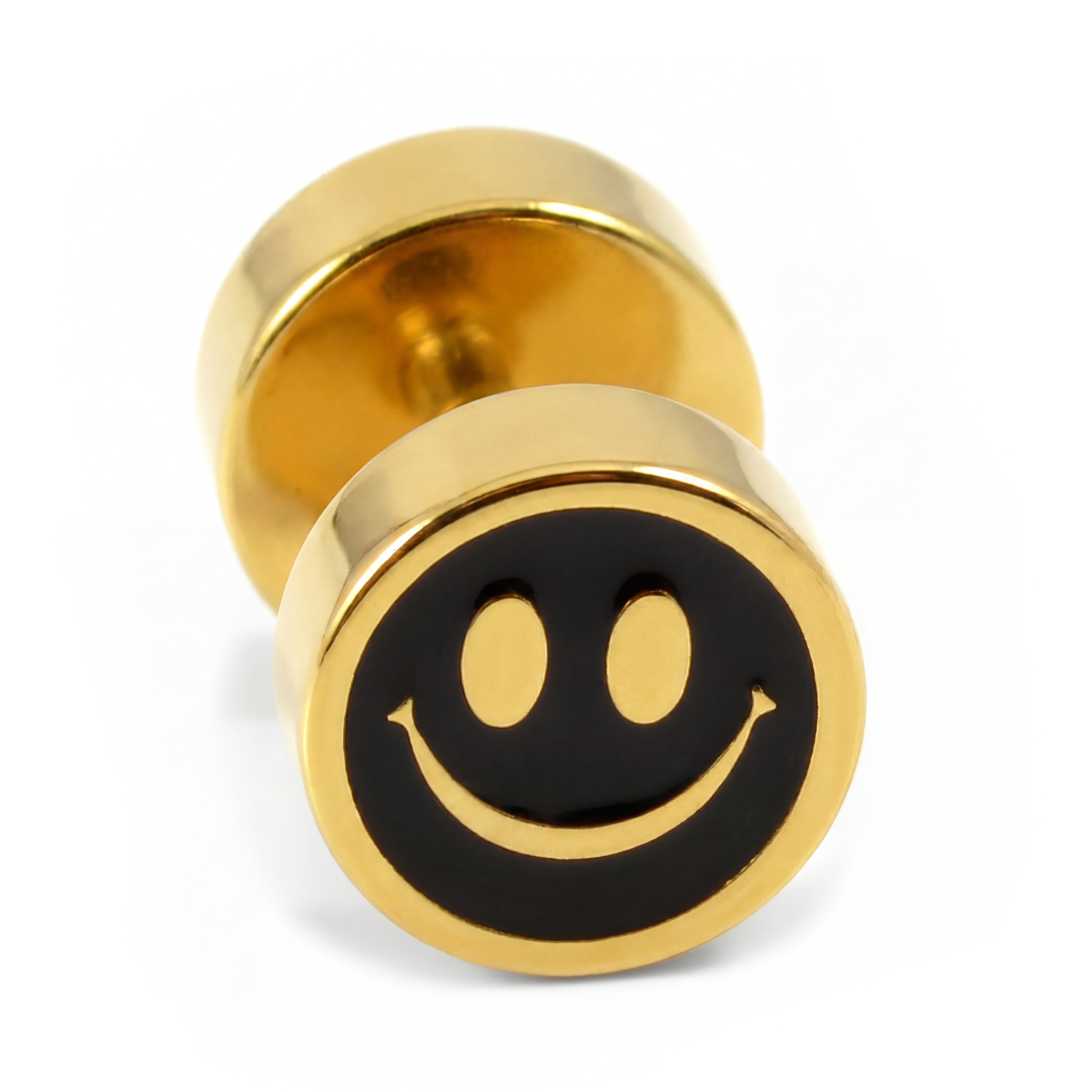 Sentio | Pendiente de Smiley de acero quirúrgico dorado de 8 mm - 4
