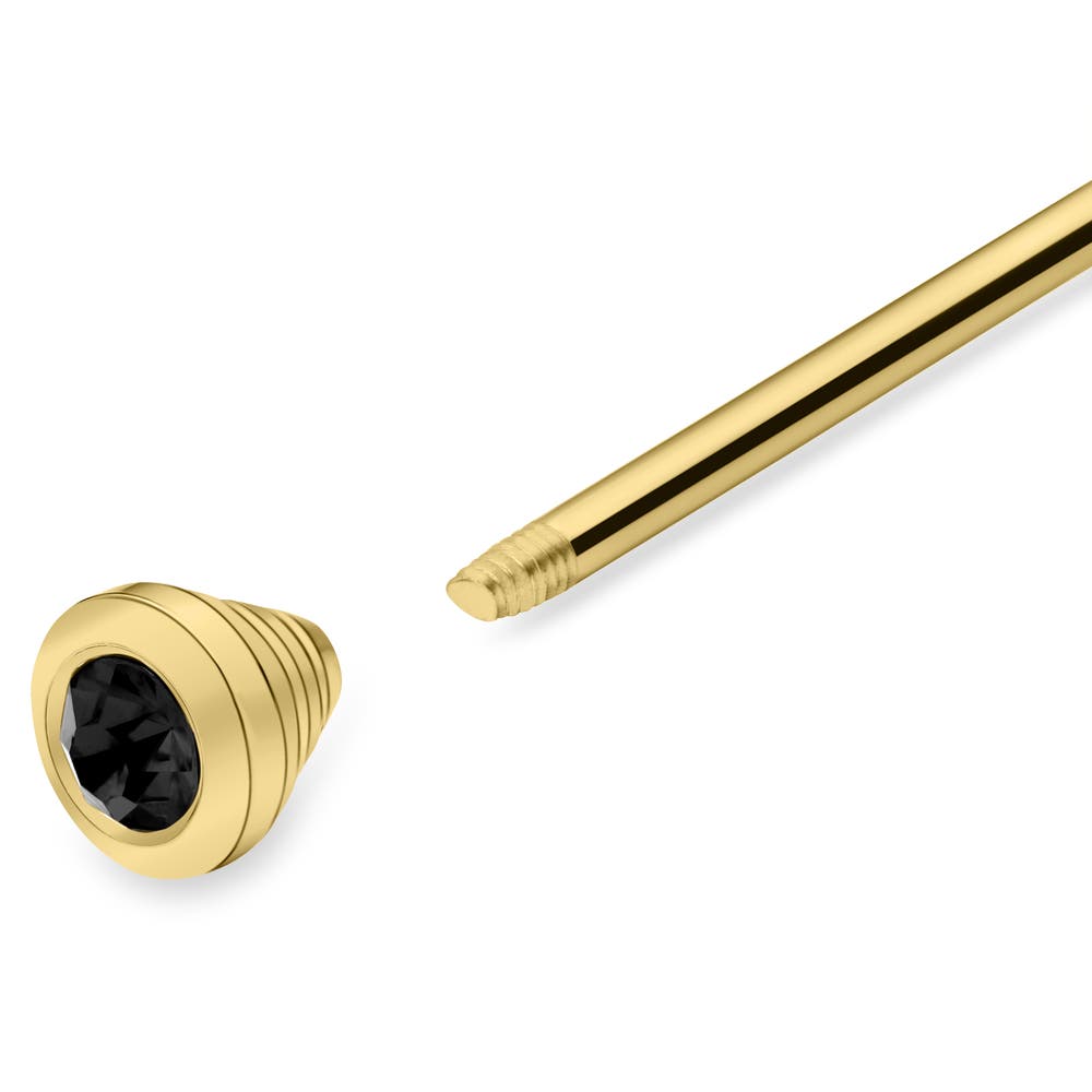 hover: Gold-Tone Collar Bar with Black Zirconia hover: Gold-Tone Collar Bar with Black Zirconia