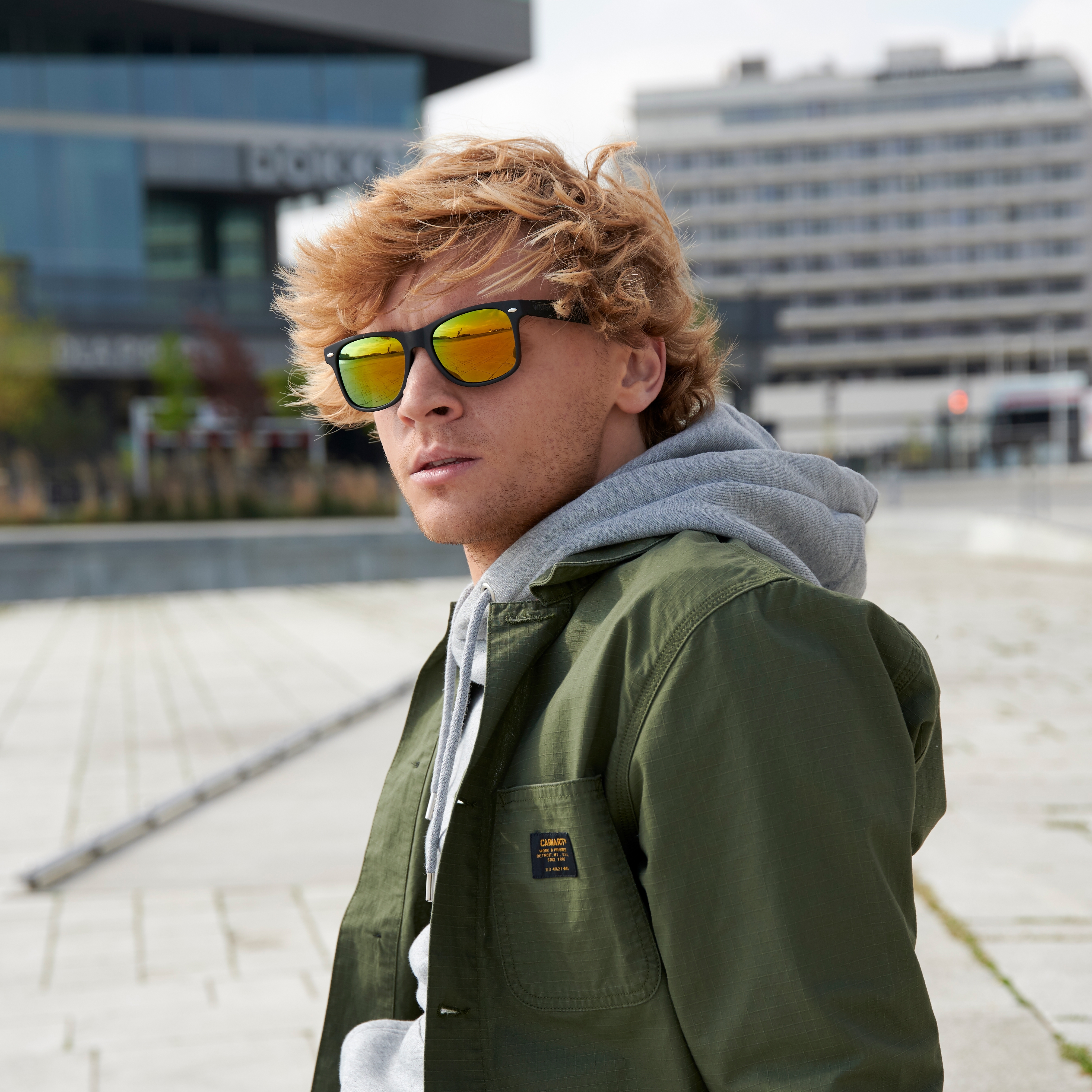 Слънчеви очила Westley с черни рамки и оранжеви стъкла - 6