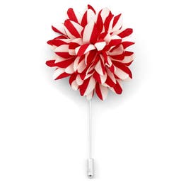 Cherry Red & White Flower Lapel Pin
