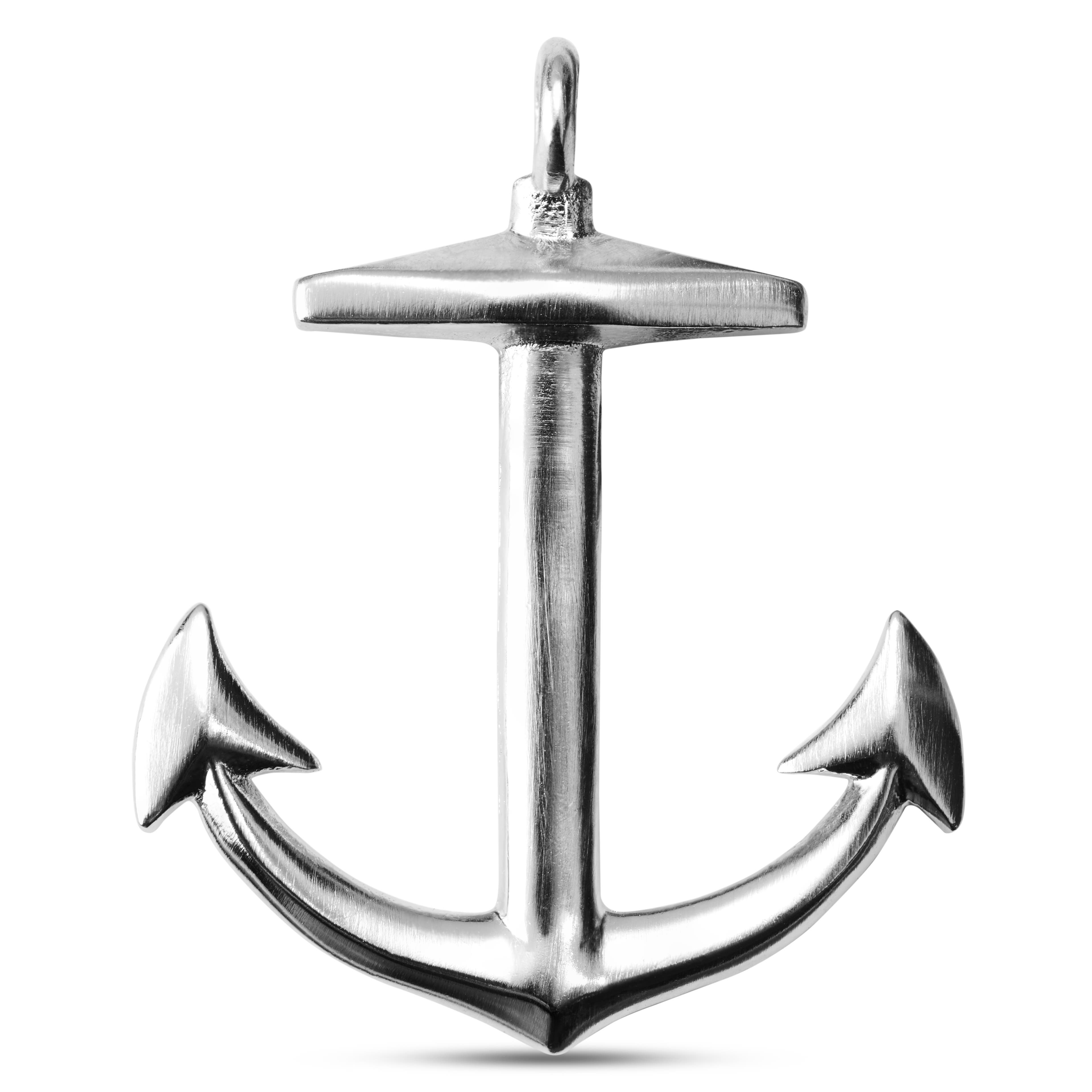 Silver-Tone Stainless Steel Anchor Pendant