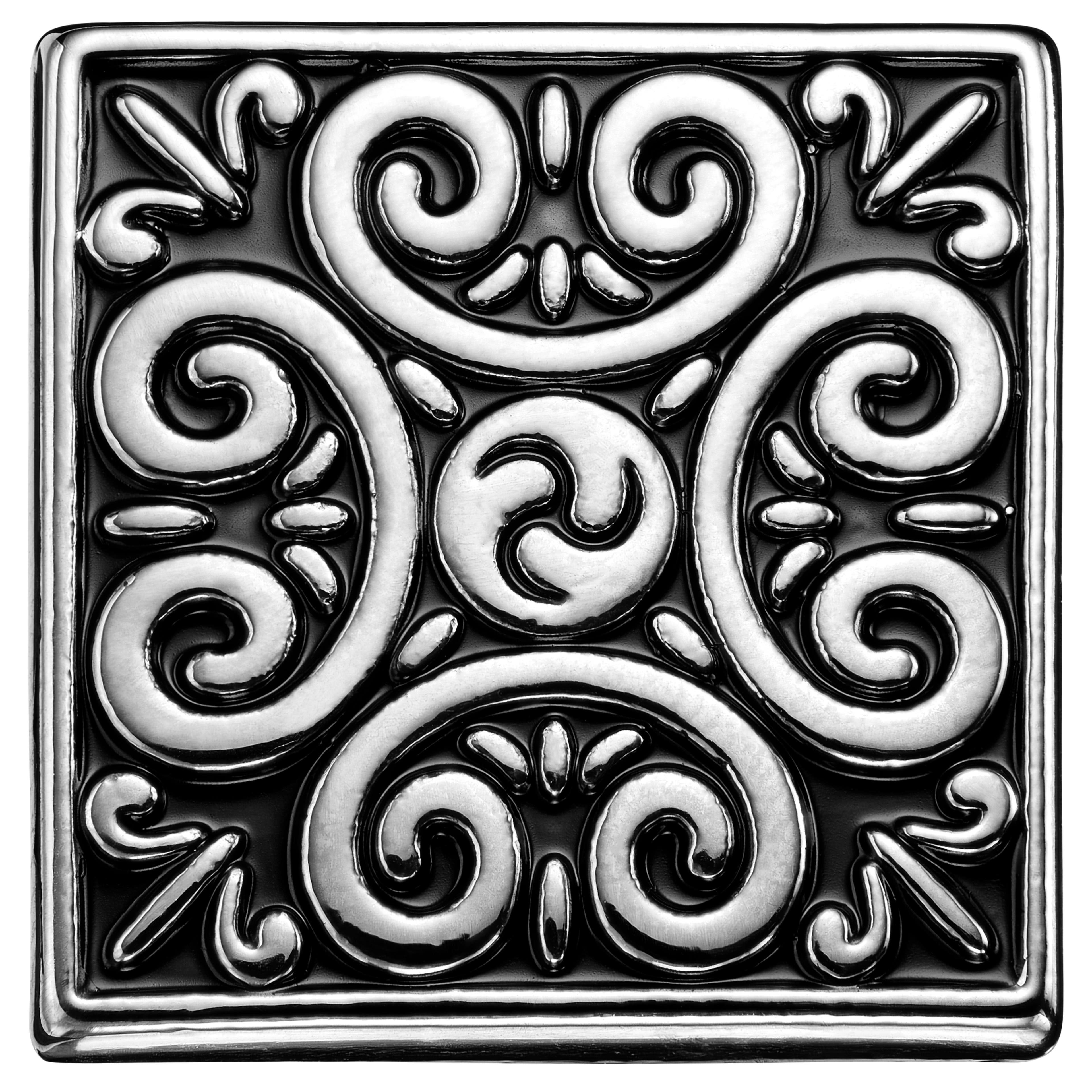 Meraklis | Sølvfarvet Mønstret Reversnål