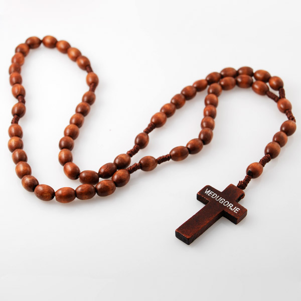Mørk Brun Træ Rosenkrans Halskæde - 1