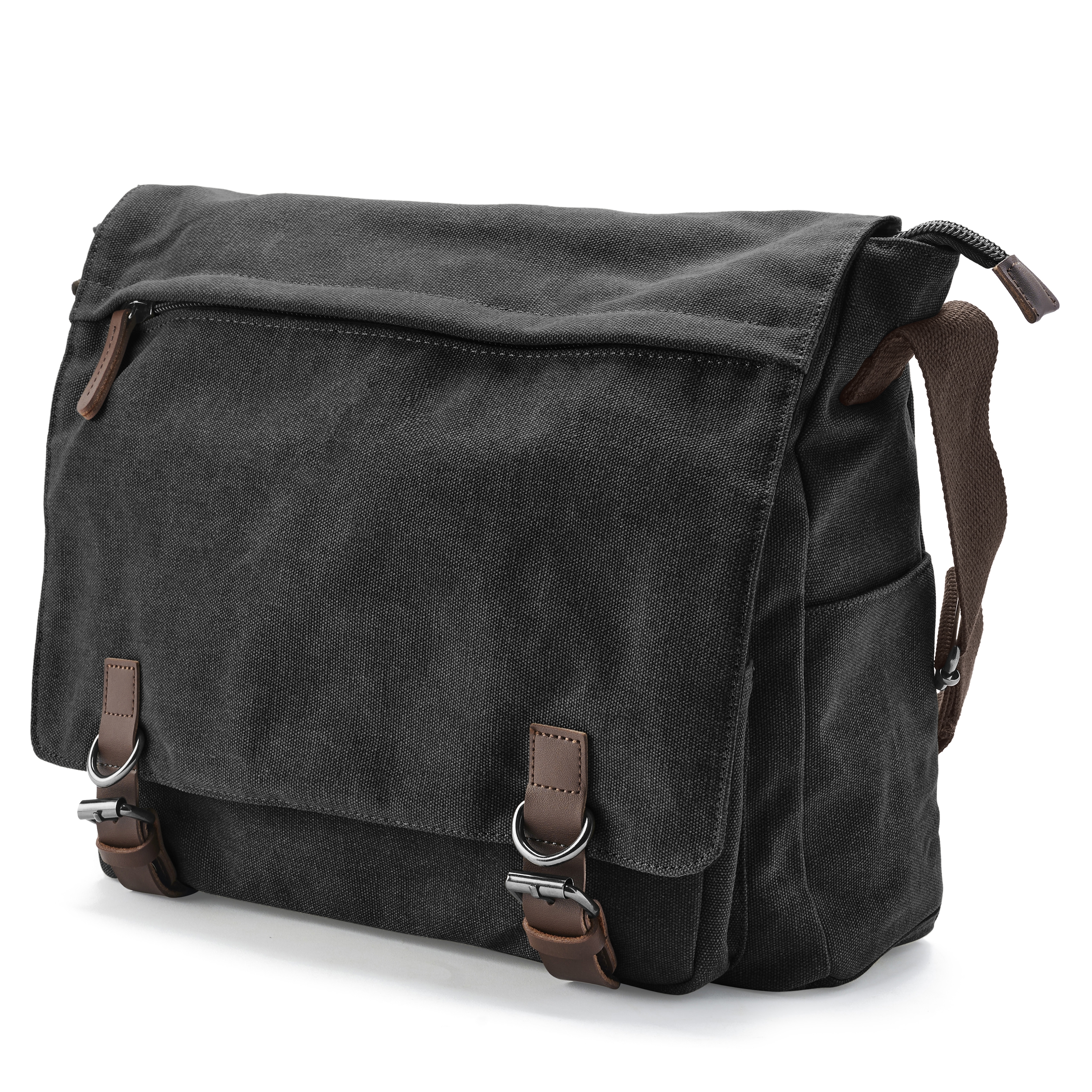 Crosstown Messenger Bag, Waxed Canvas & Leather, Hard Times - Oberon Design