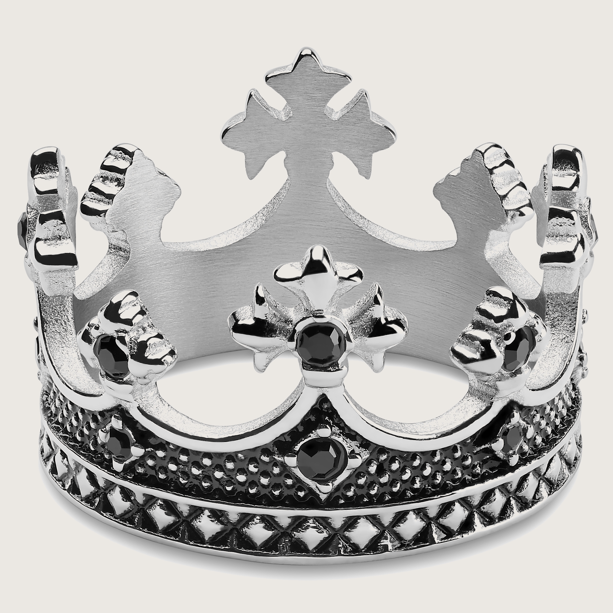 Vasilios | 14 mm Silver-Tone Stainless Steel & Black Zirconia