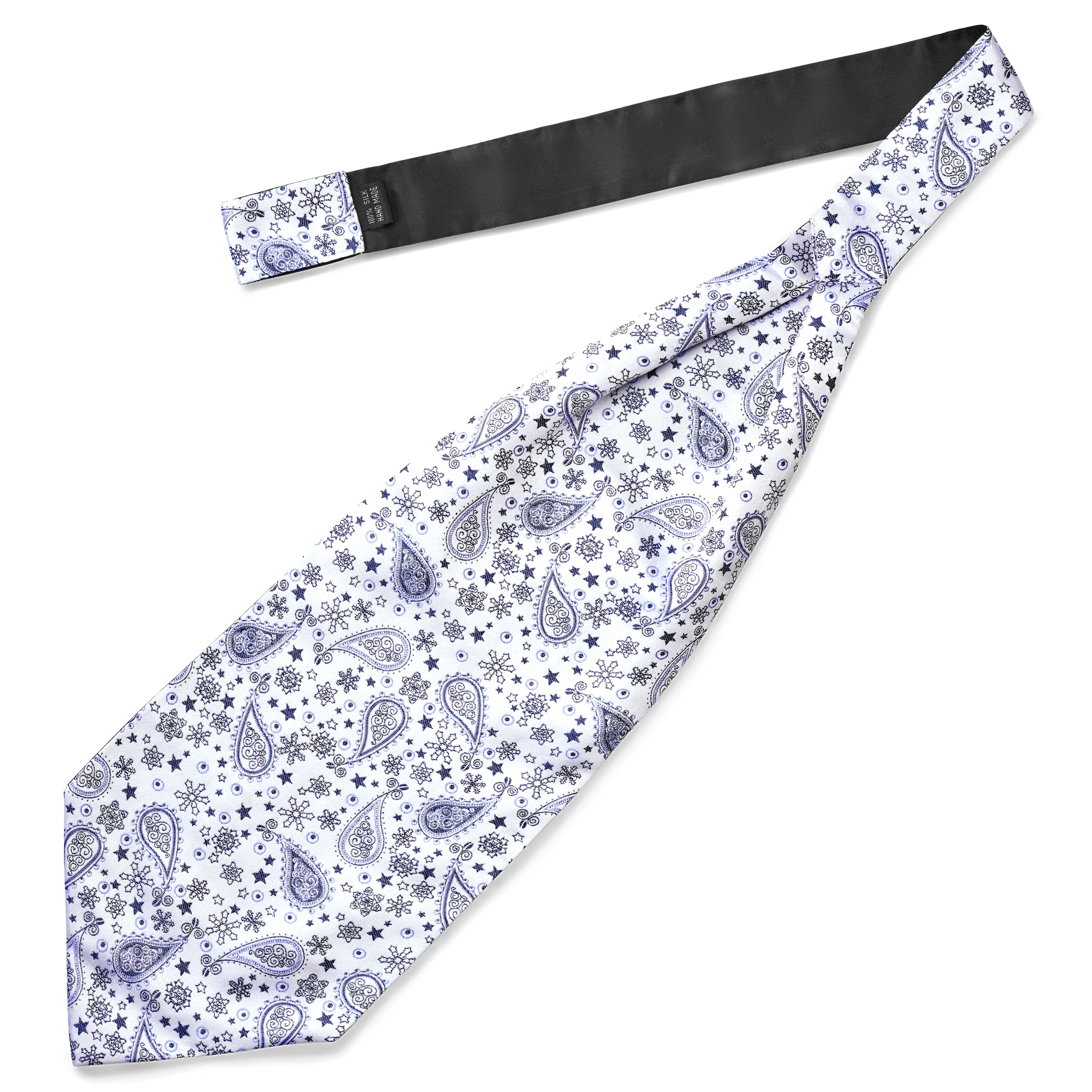 Копринено фишу с бели и сини пейсли мотиви - 2