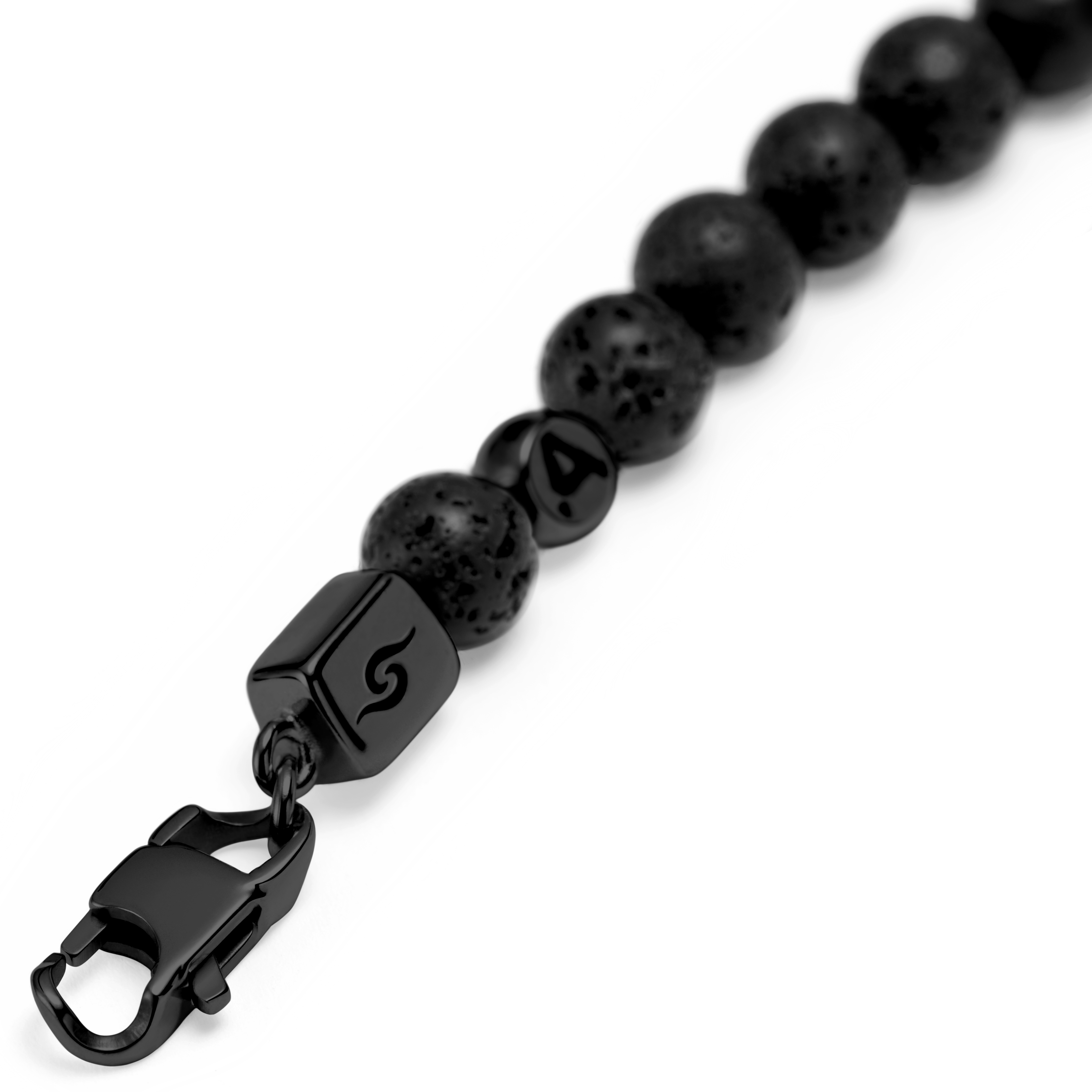 Black Skull - Lava Rock Beads Bracelet - OSFM