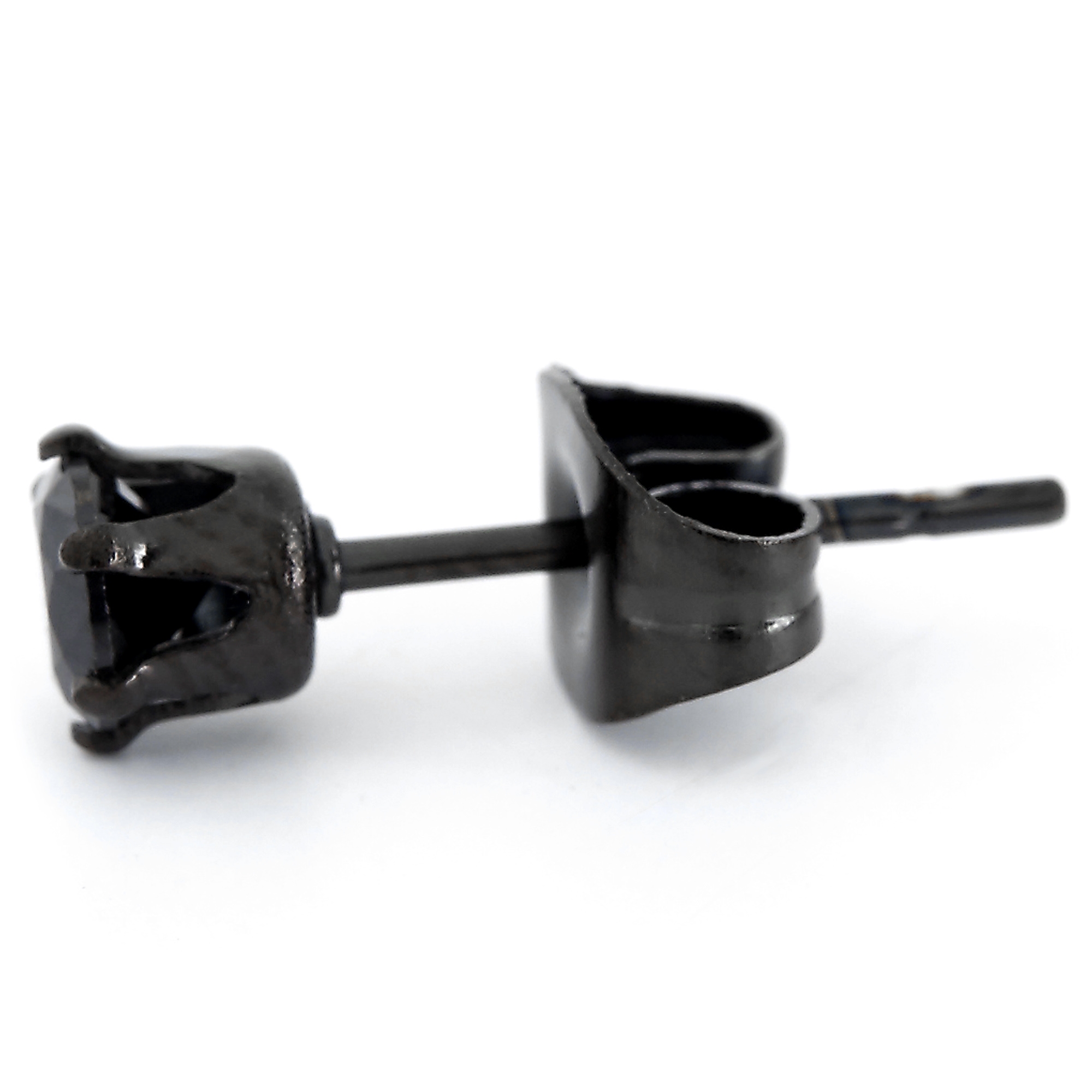 4 mm Black Round Zirconia & Black Stainless Steel Stud