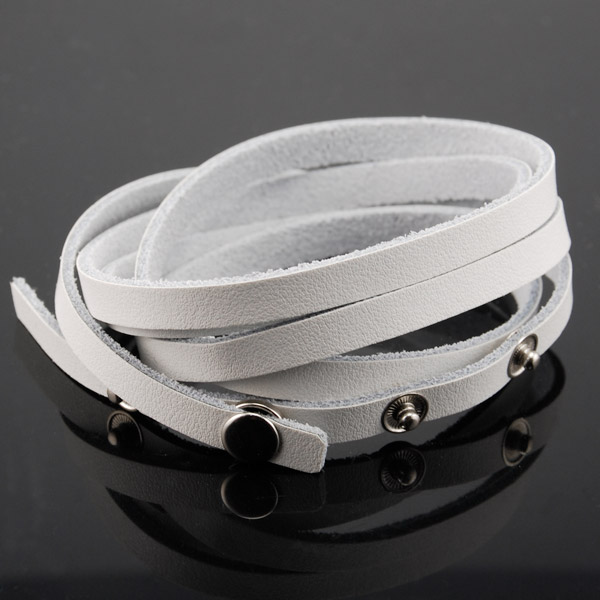 Tyndt Hvidt Snoet Læderarmbånd - 2