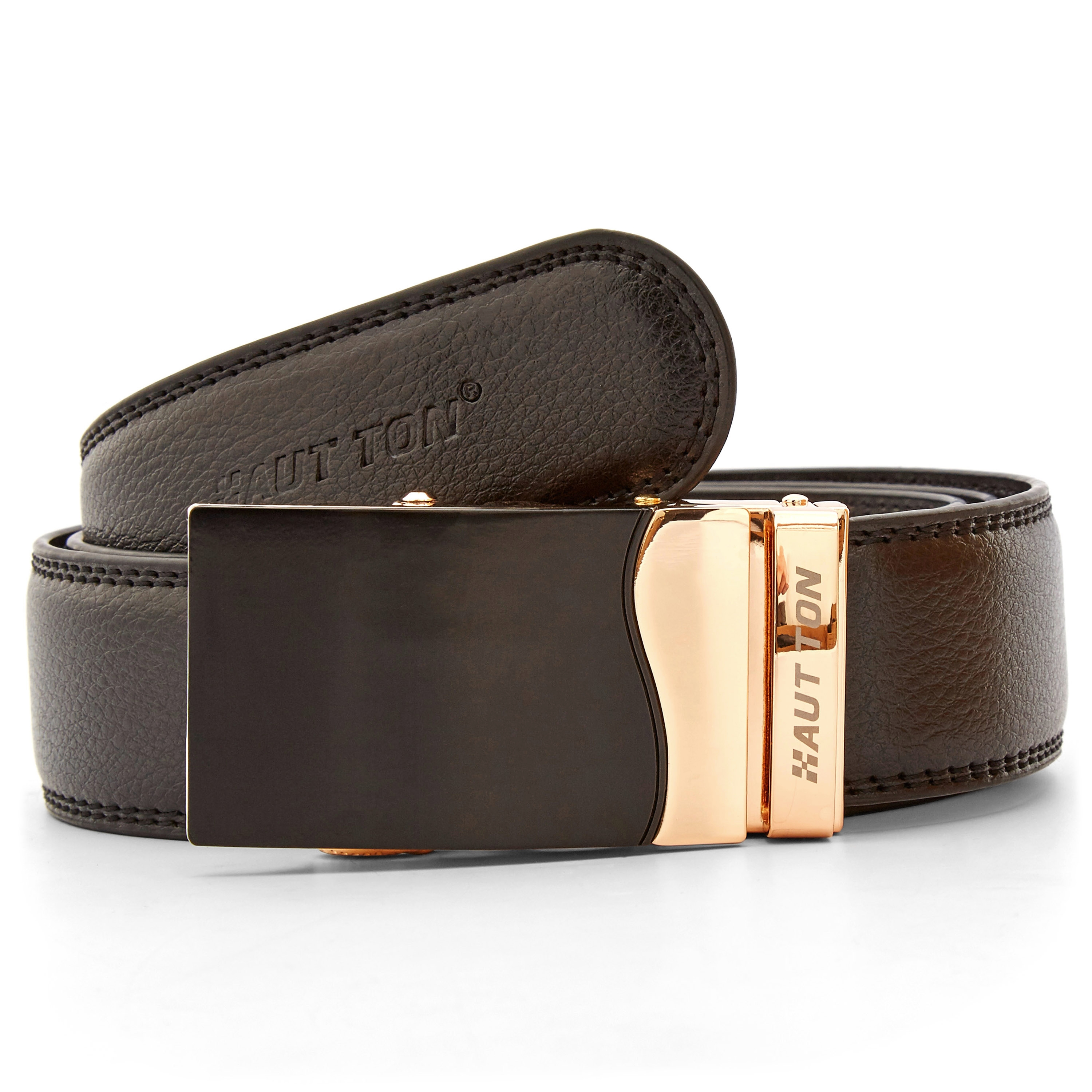 Sort og Kobberfarvet Læderbælte - 1