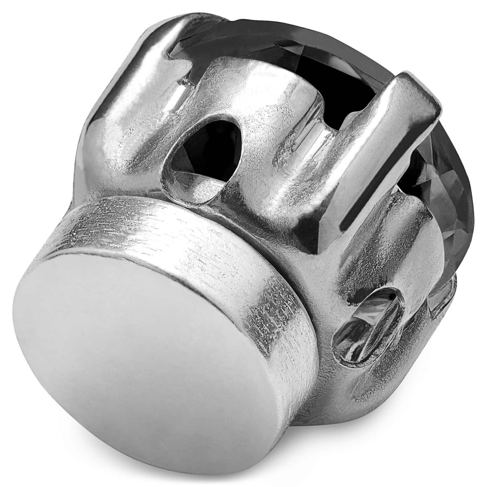 Pendiente magnético de cristal redondo y negro - 3