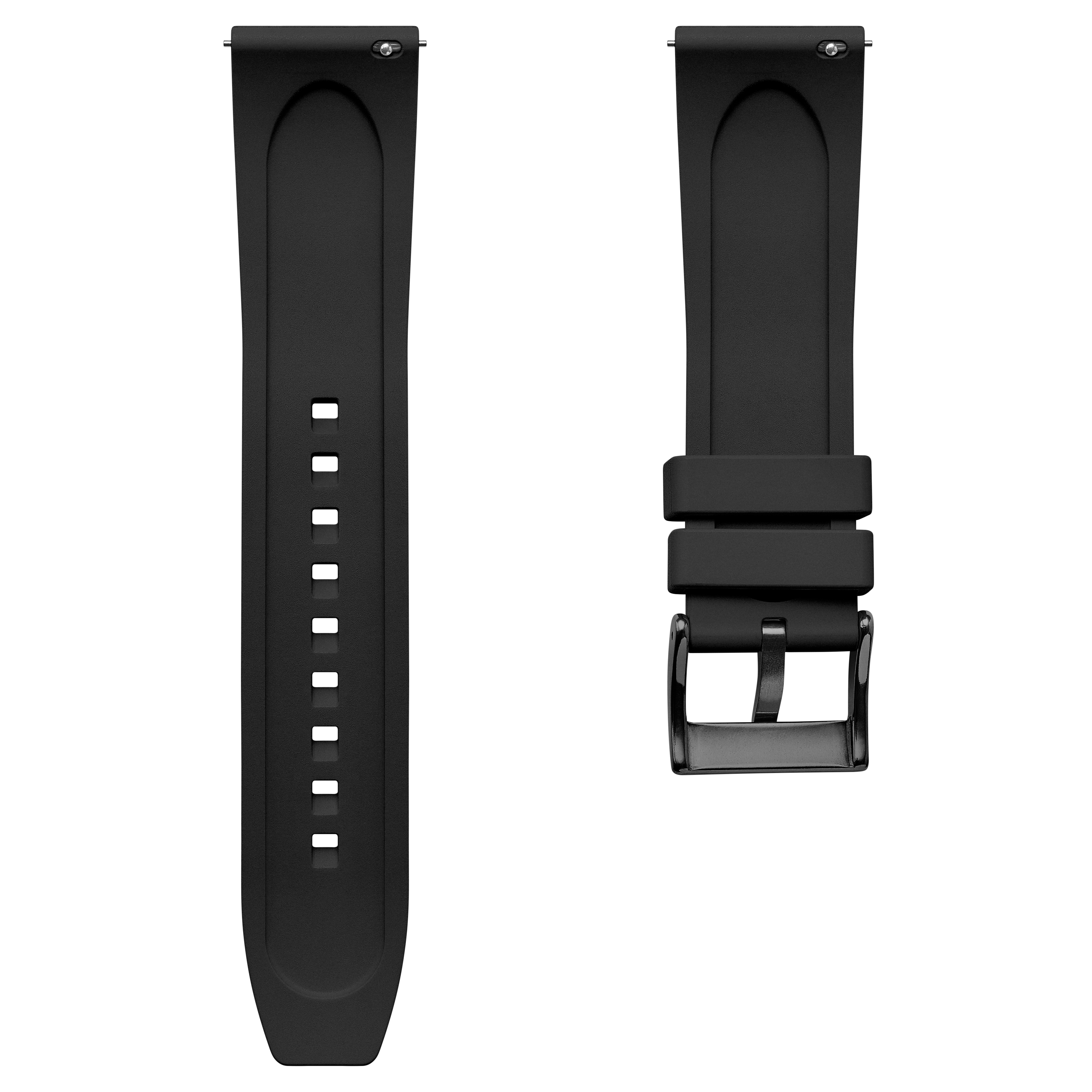 Black 22 mm Quick-Release Rubber Strap - 2