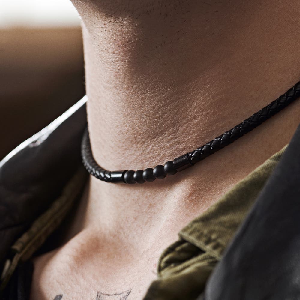 hover: Tenvis | 5 mm Black Onyx Leather Necklace hover: Tenvis | 5 mm Black Onyx Leather Necklace