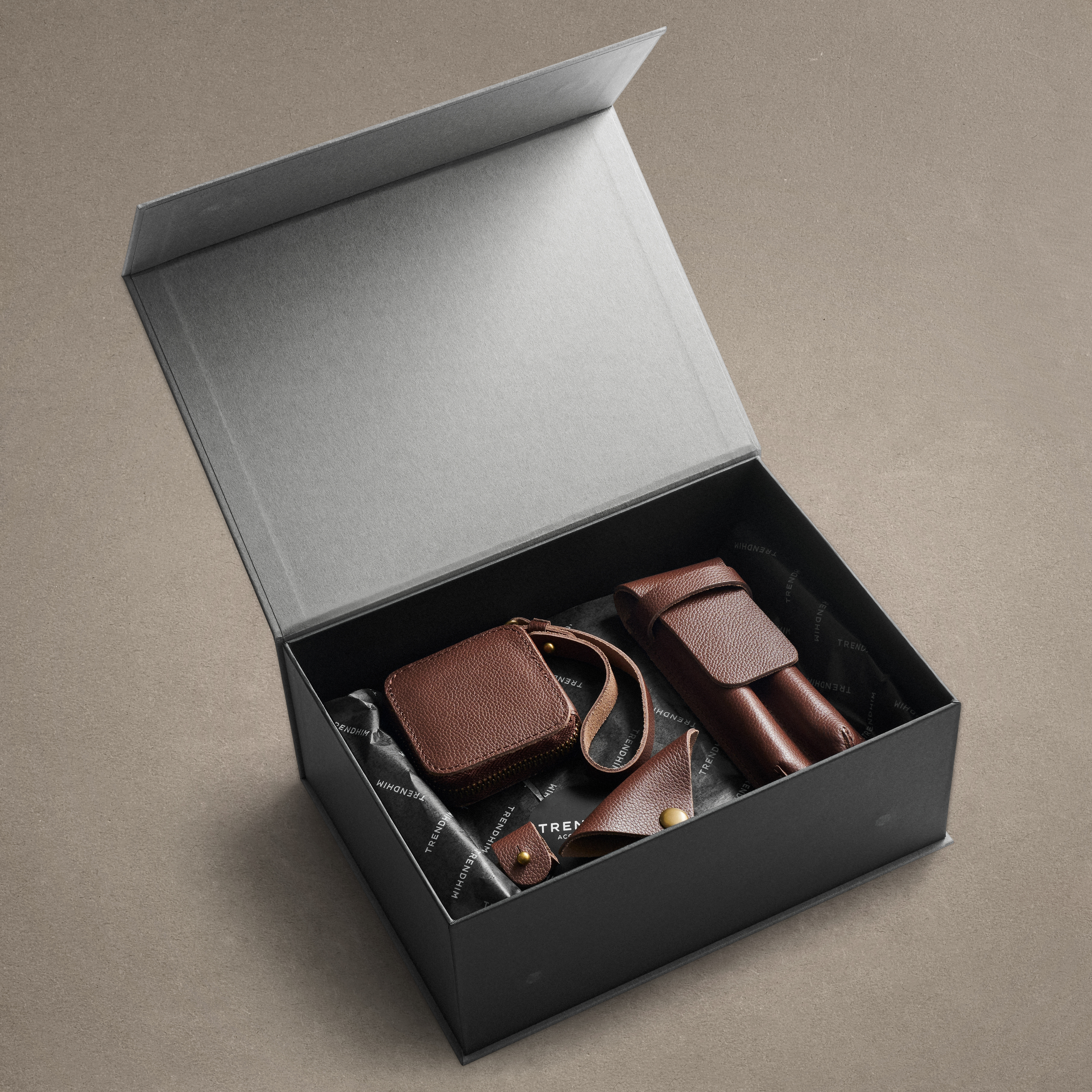 Coffret cadeau d'organisateur professionnel de luxe | Cuir marron - 3