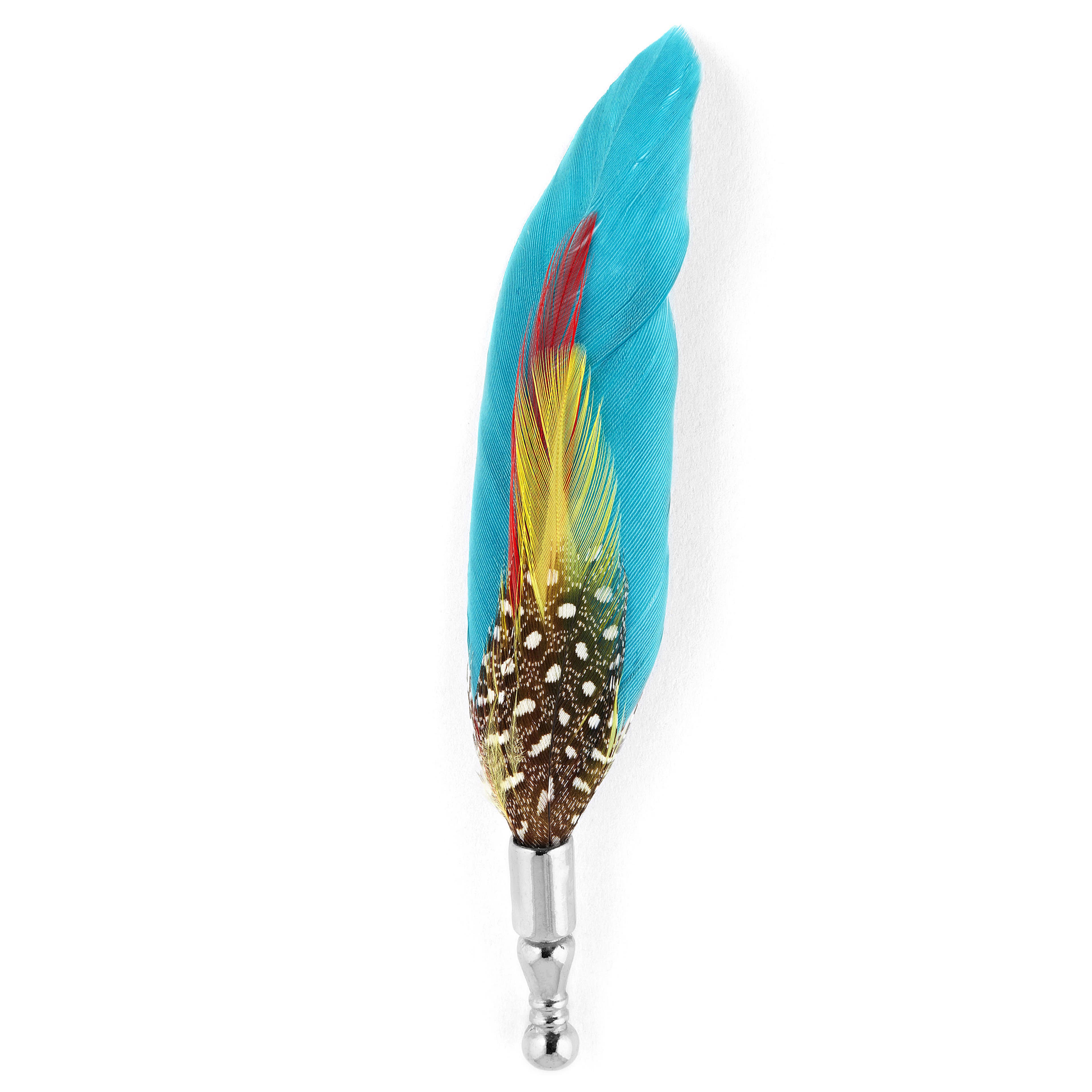 Sky Blue Tribal Feather Lapel Pin