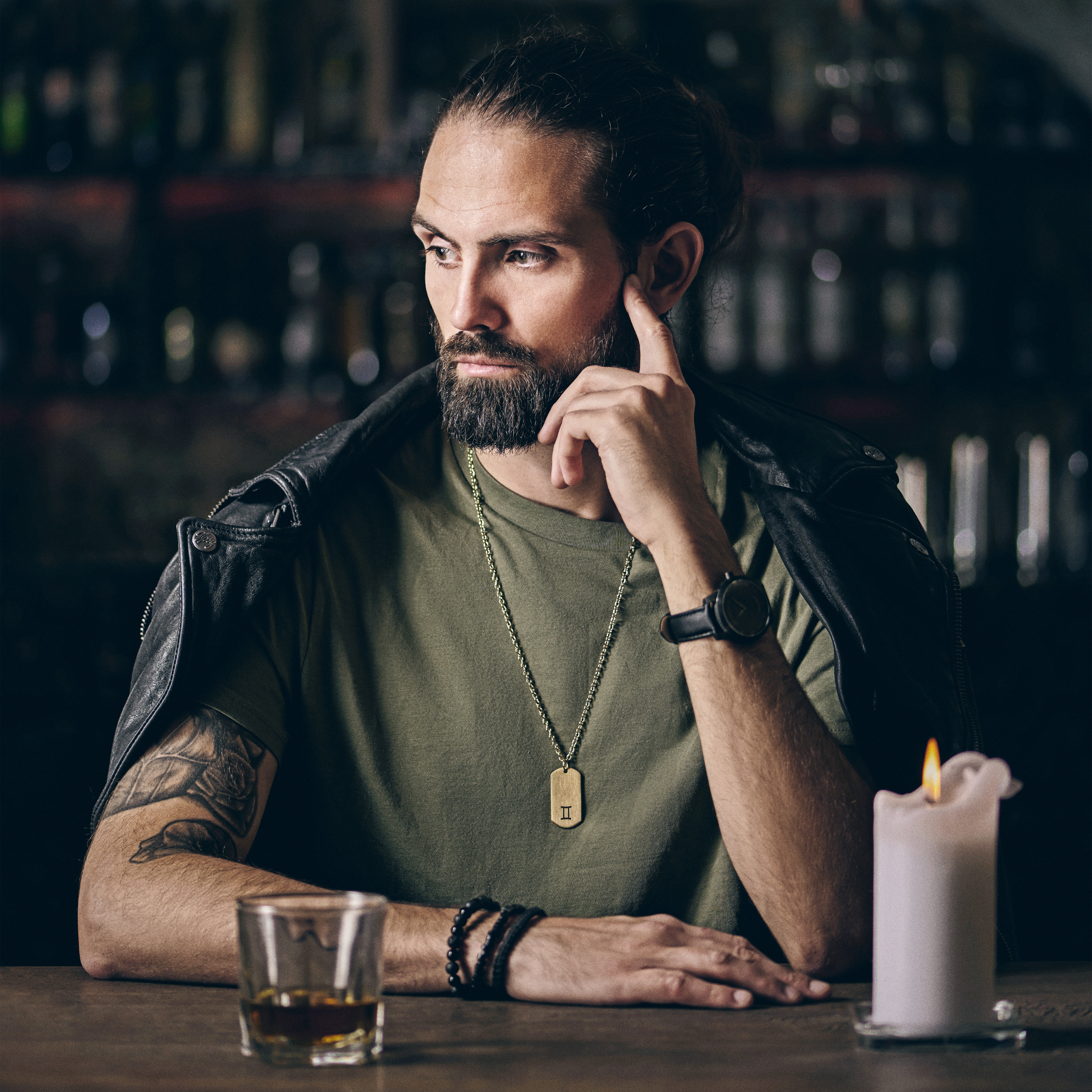 Zodiac | Gold-Tone Gemini Star Sign Dog Tag Cable Chain Necklace - 5