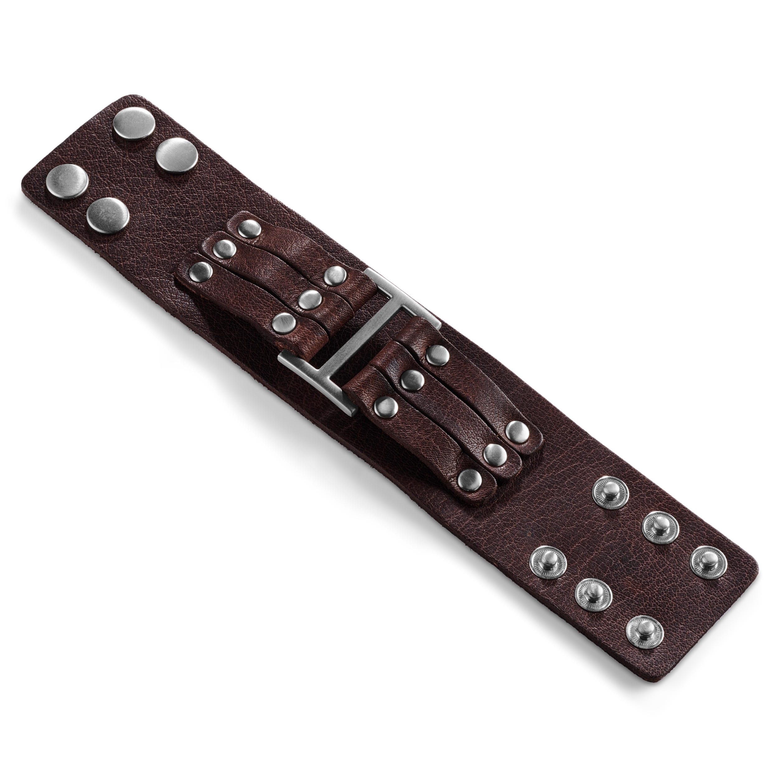 Gladius | Breites braunes Vollnarben-Büffelleder-Armband - 6