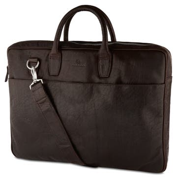 Montreal | Executive Dark Brown Double Zip Leather Laptop Bag