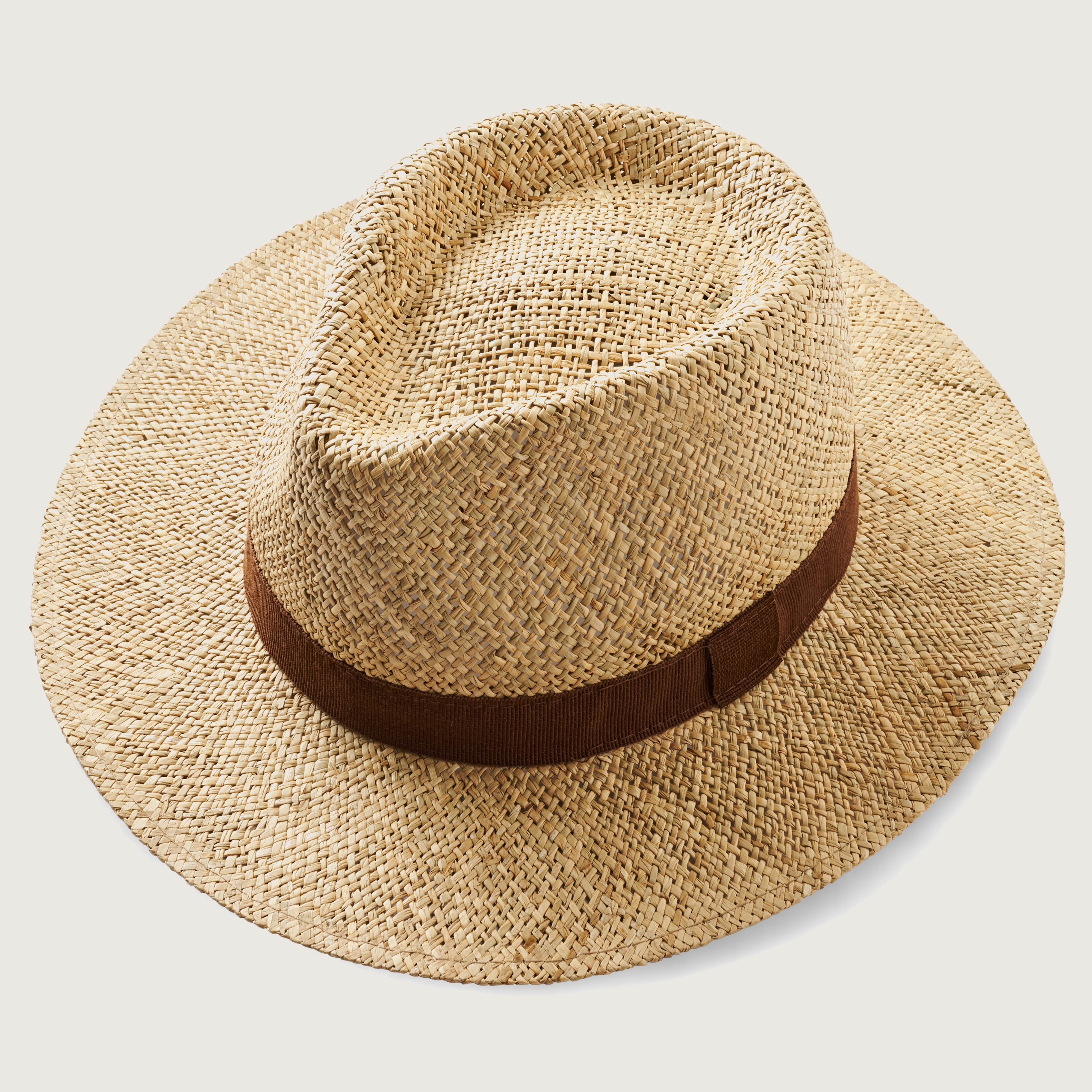 Natural Straw Panama Hat with Brown Ribbon | In stock! | Fawler display picture 1