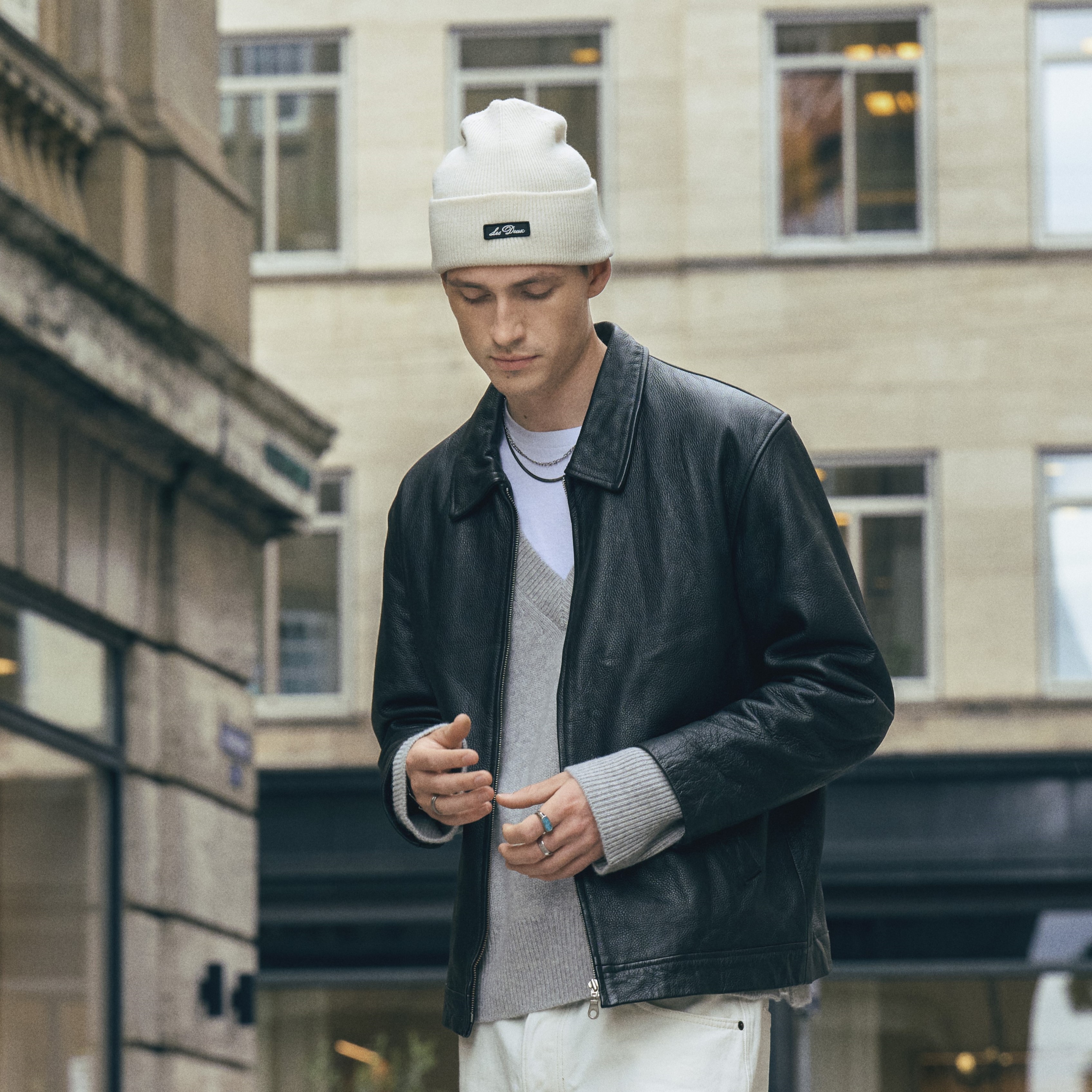 Les Deux | Wayne elfenbensvit mössa med logga - 5