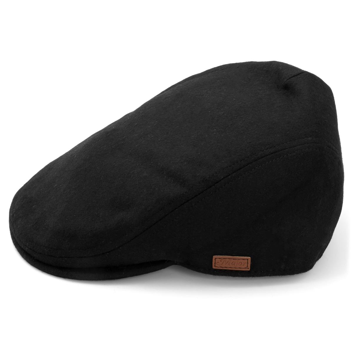 Black Wool Polyester Flat Cap In Stock Major Wear black-wool-polyester-flat-cap-in-stock-major-wear
